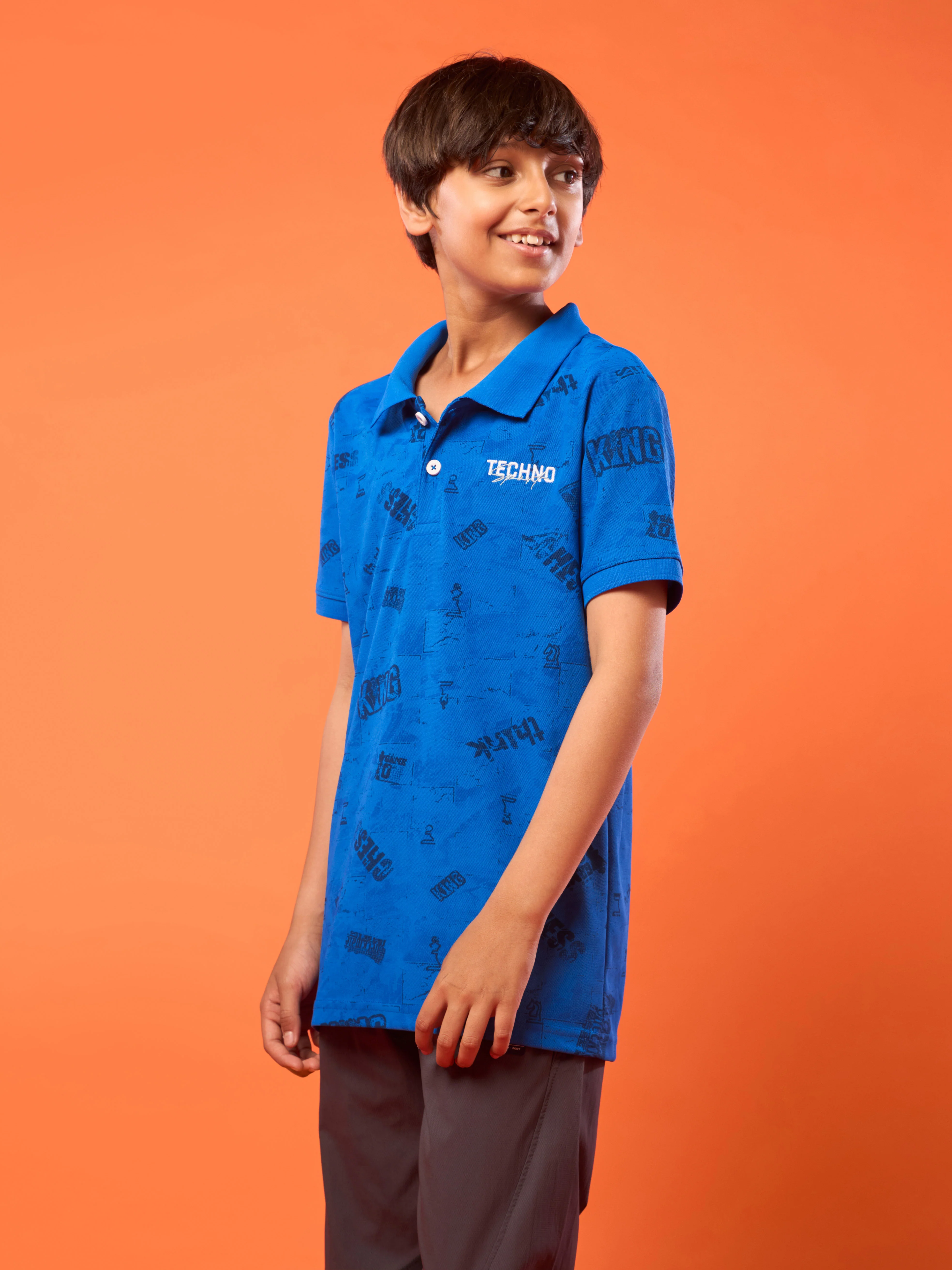 Boys Printed Slim Fit Polo Sports T-shirt with MATPIQ - Image 4