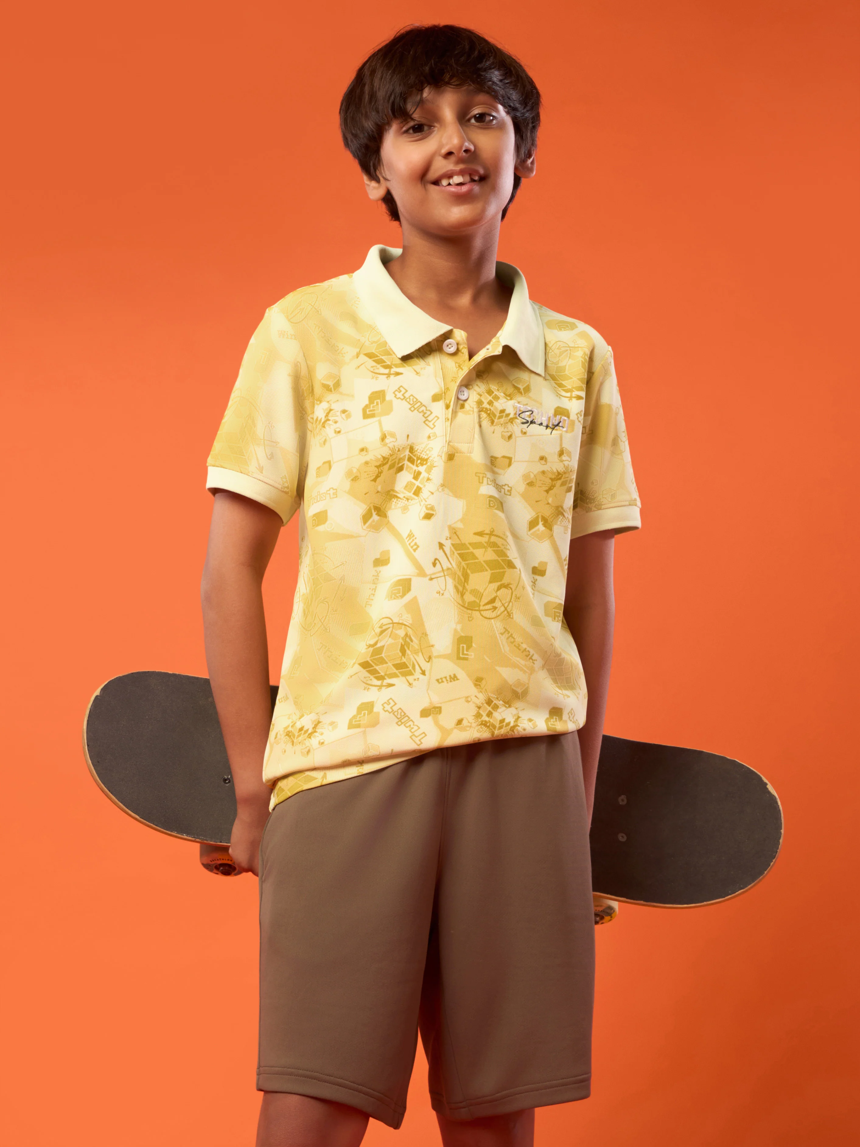 Boys Printed Slim Fit Polo Sports T-shirt with MATPIQ
