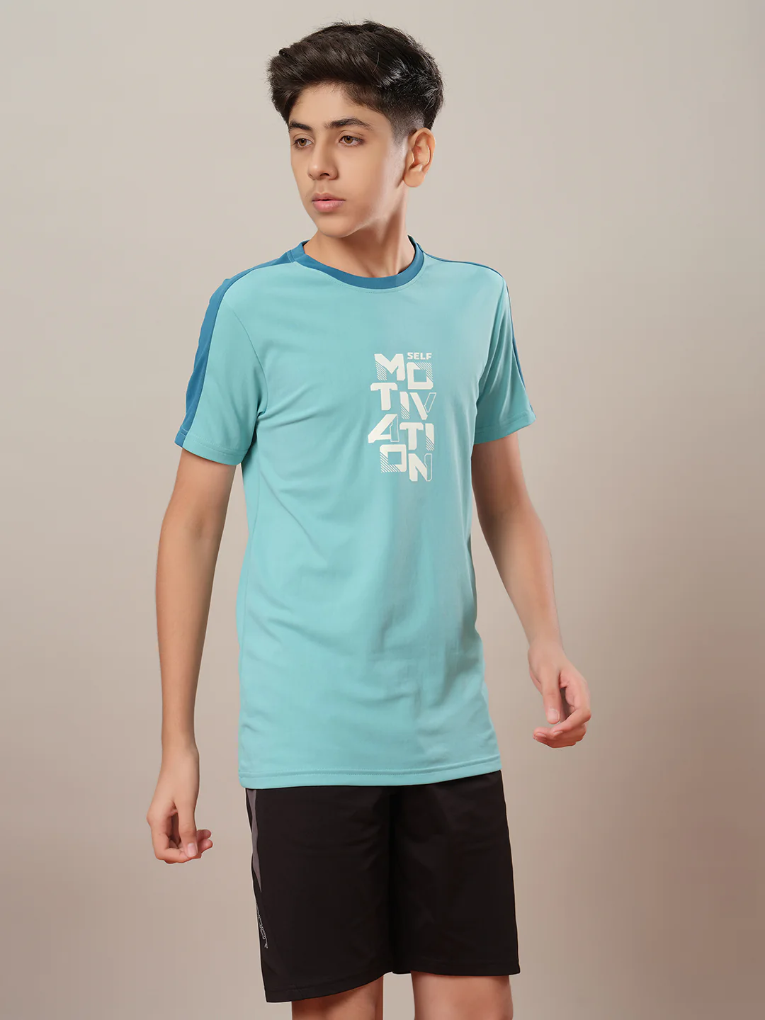 Boys Printed Slim Fit Round Neck Sports T-shirt with TECHNO DRY - Image 3