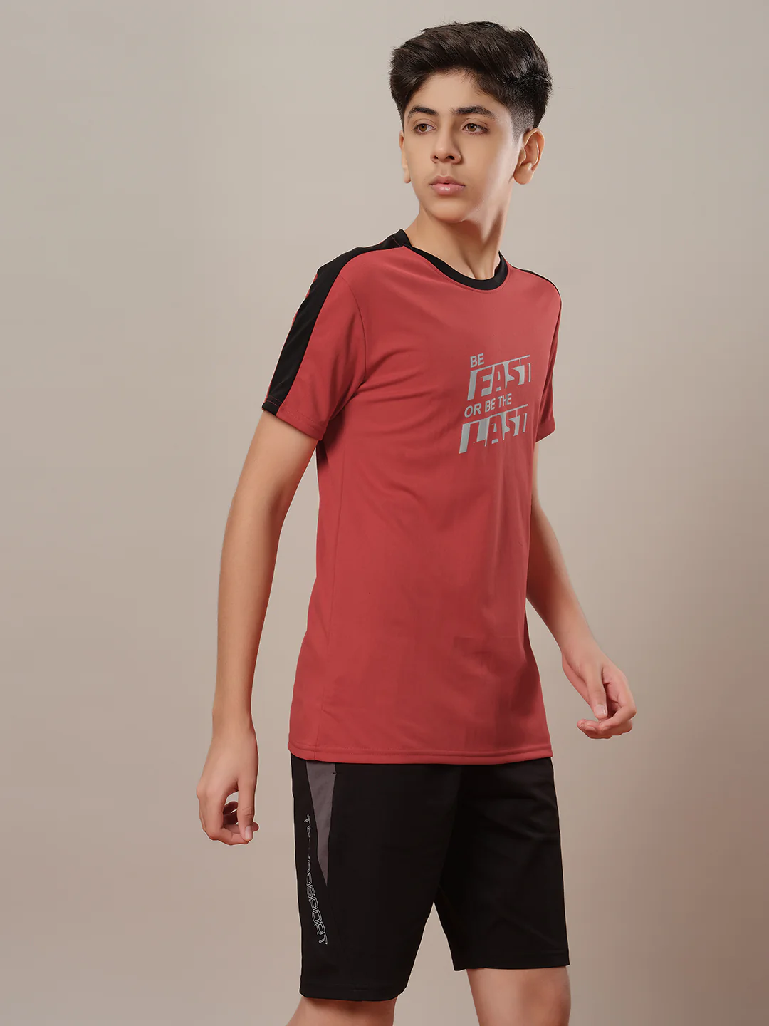 Boys Printed Slim Fit Round Neck Sports T-shirt with TECHNO DRY - Image 4