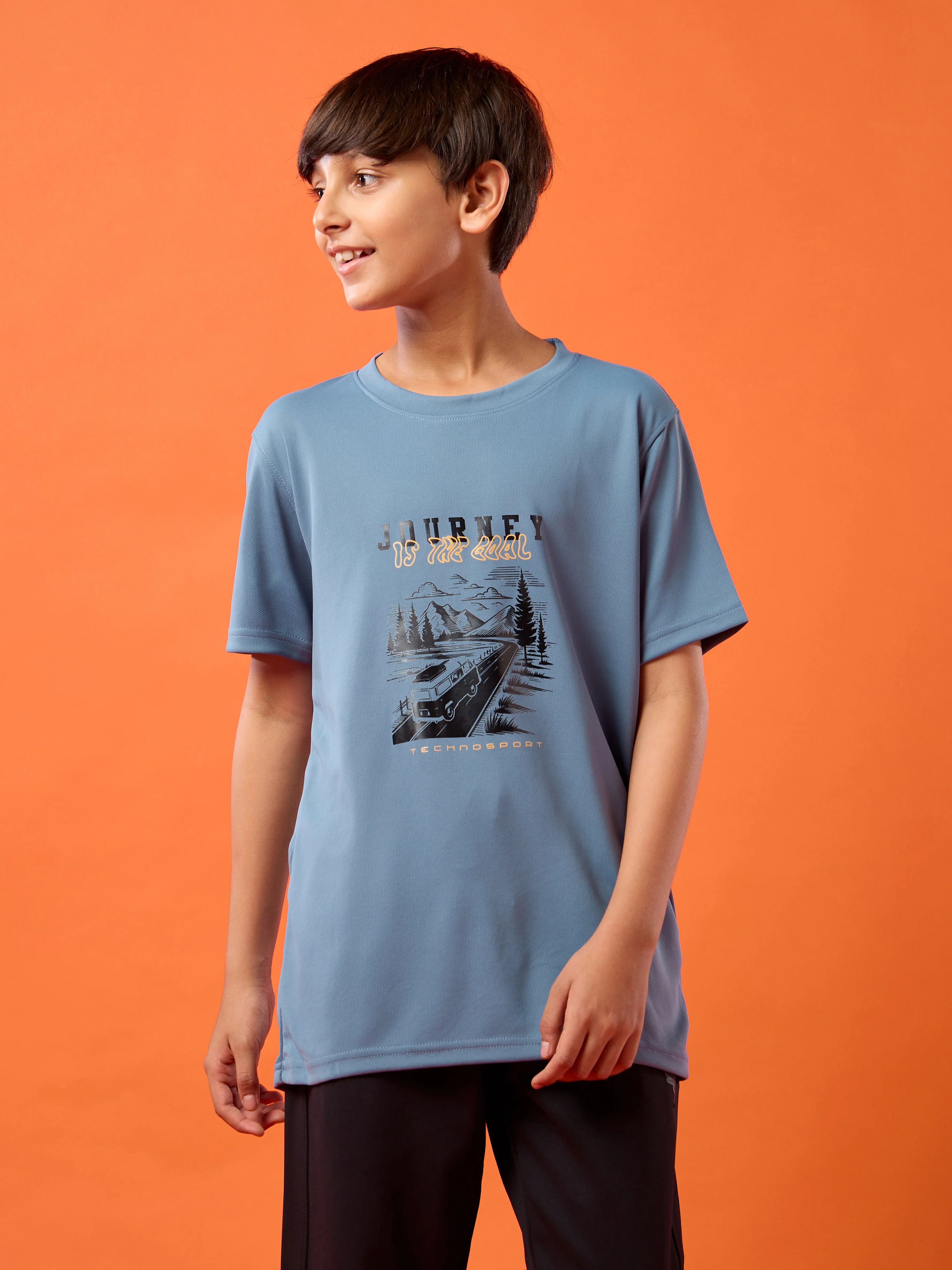 Boys Printed Slim Fit Round Neck Sports T-shirt with TECHNOCOOL+ - Image 2