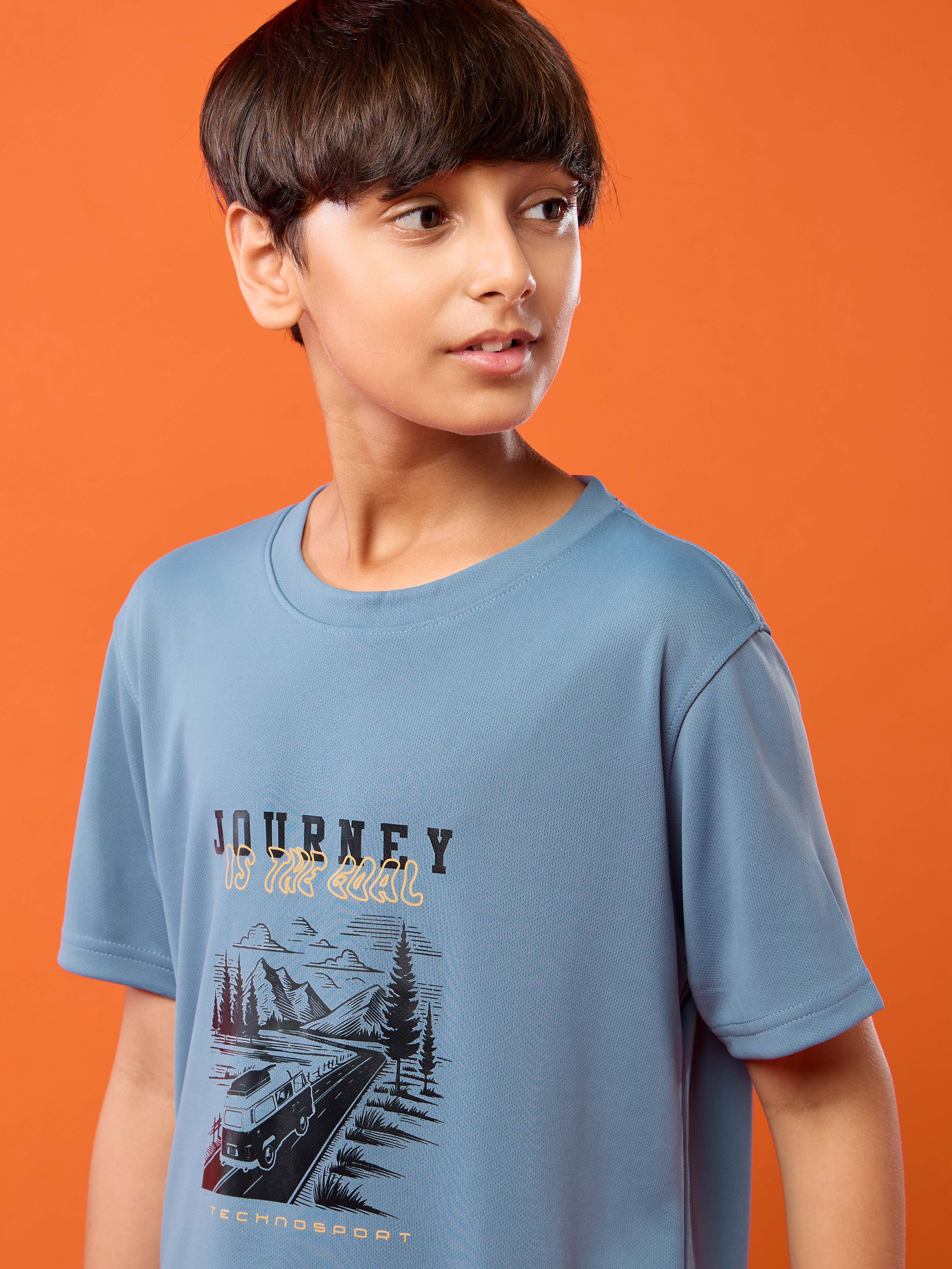 Boys Printed Slim Fit Round Neck Sports T-shirt with TECHNOCOOL+ - Image 6