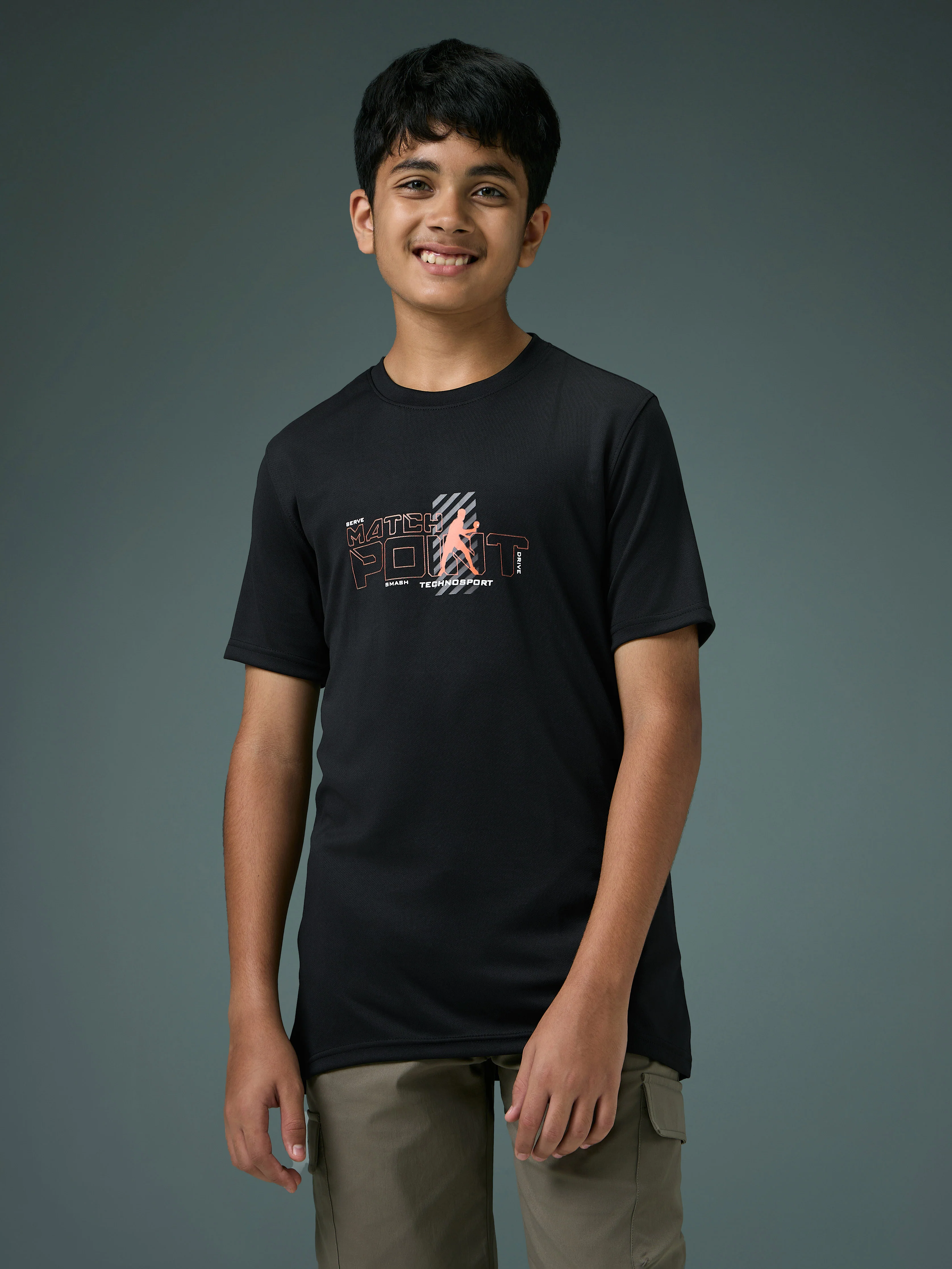 Boys Printed Slim Fit Round Neck Sports T-shirt with TECHNOCOOL+ - Image 2