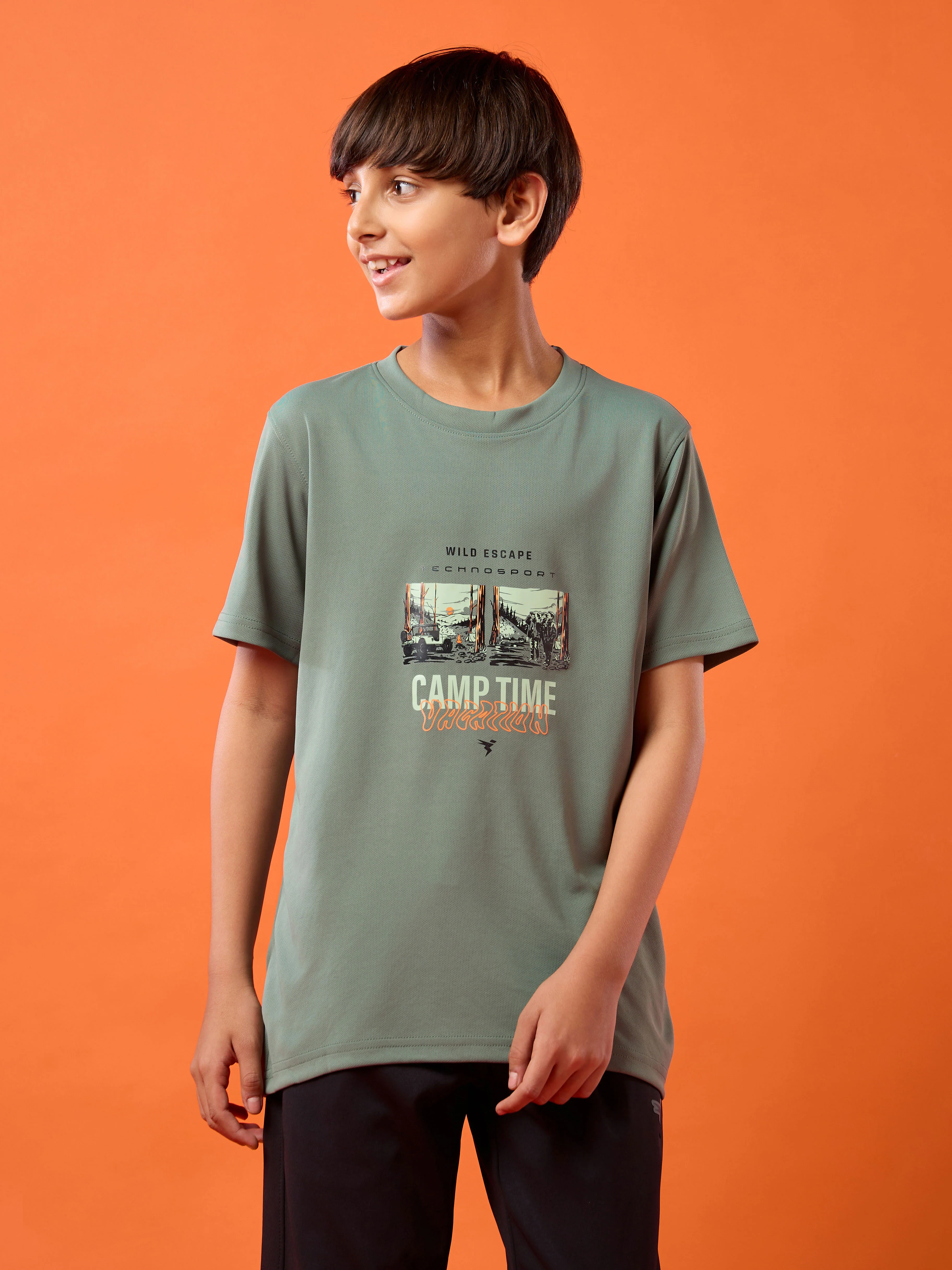 Boys Printed Slim Fit Round Neck Sports T-shirt with TECHNOCOOL+ - Image 2