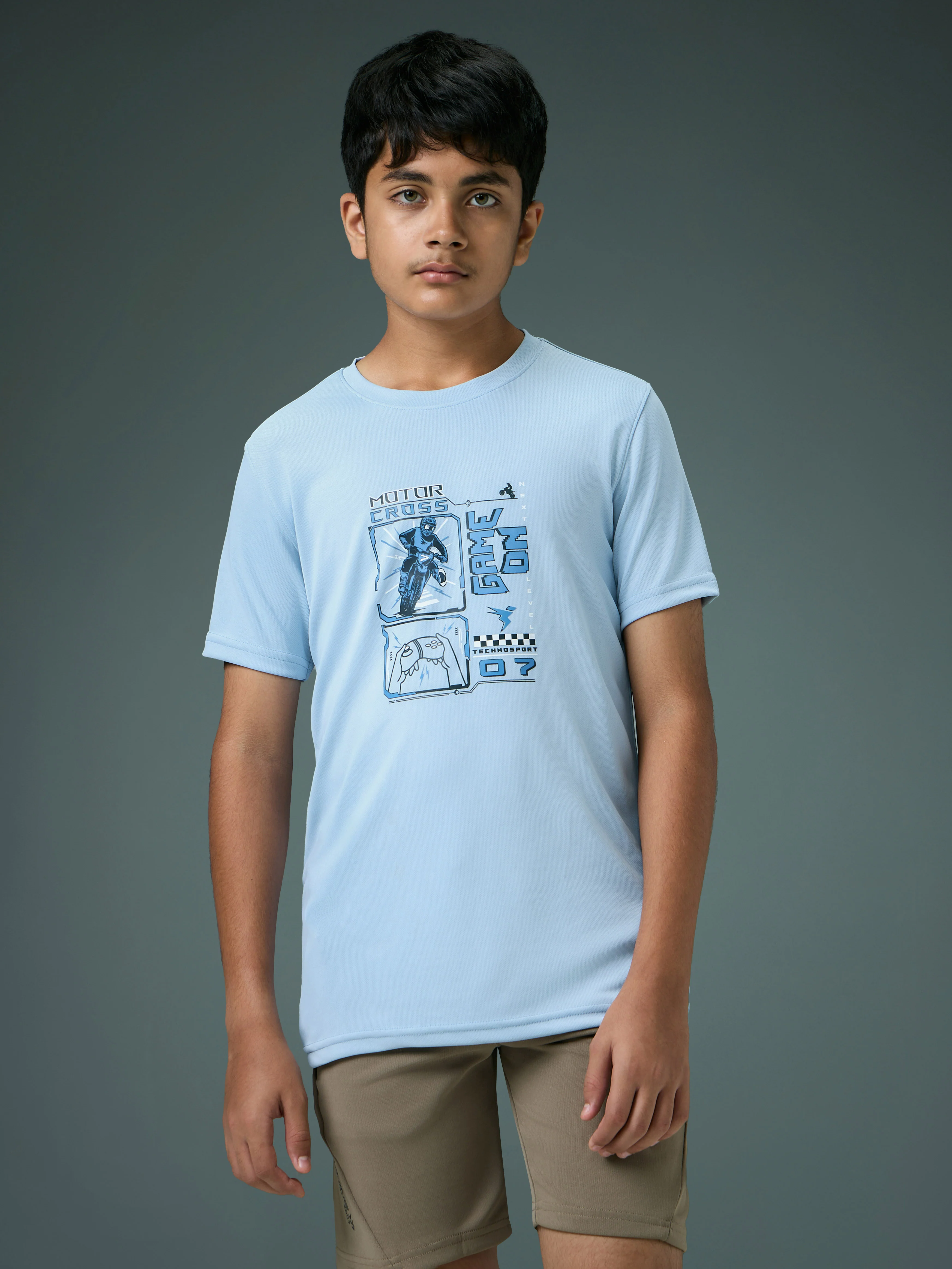 Boys Printed Slim Fit Round Neck Sports T-shirt with TECHNOCOOL+ - Image 2