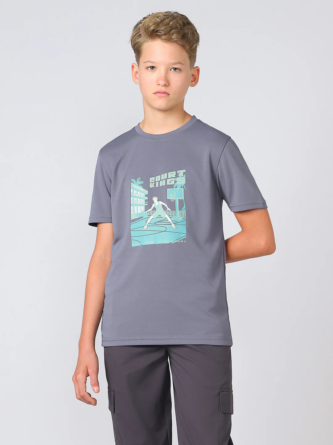 Boys Printed Slim Fit Round Neck Sports T-shirt with TECHNOCOOL+ - Image 2