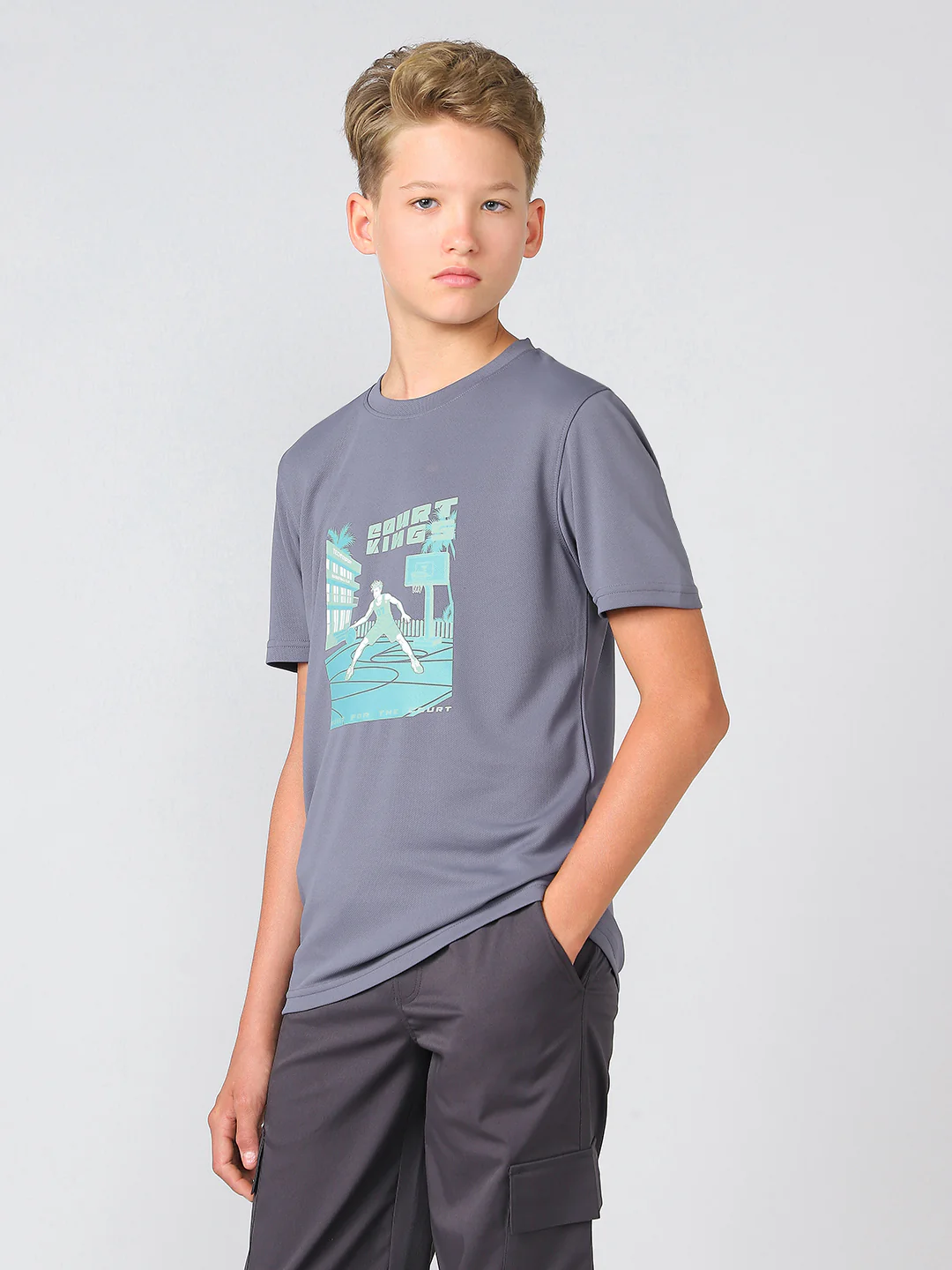 Boys Printed Slim Fit Round Neck Sports T-shirt with TECHNOCOOL+ - Image 4