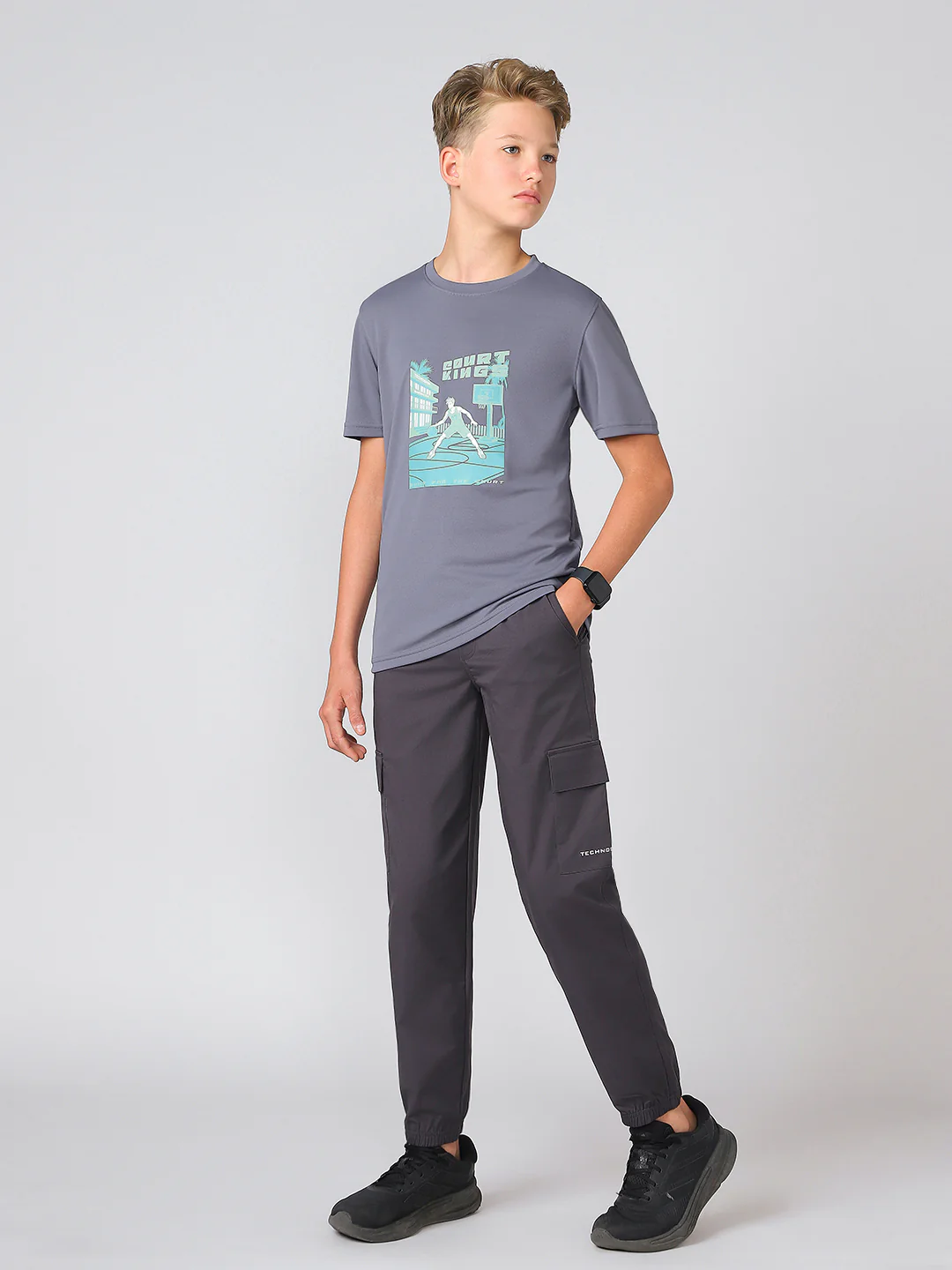 Boys Printed Slim Fit Round Neck Sports T-shirt with TECHNOCOOL+ - Image 5