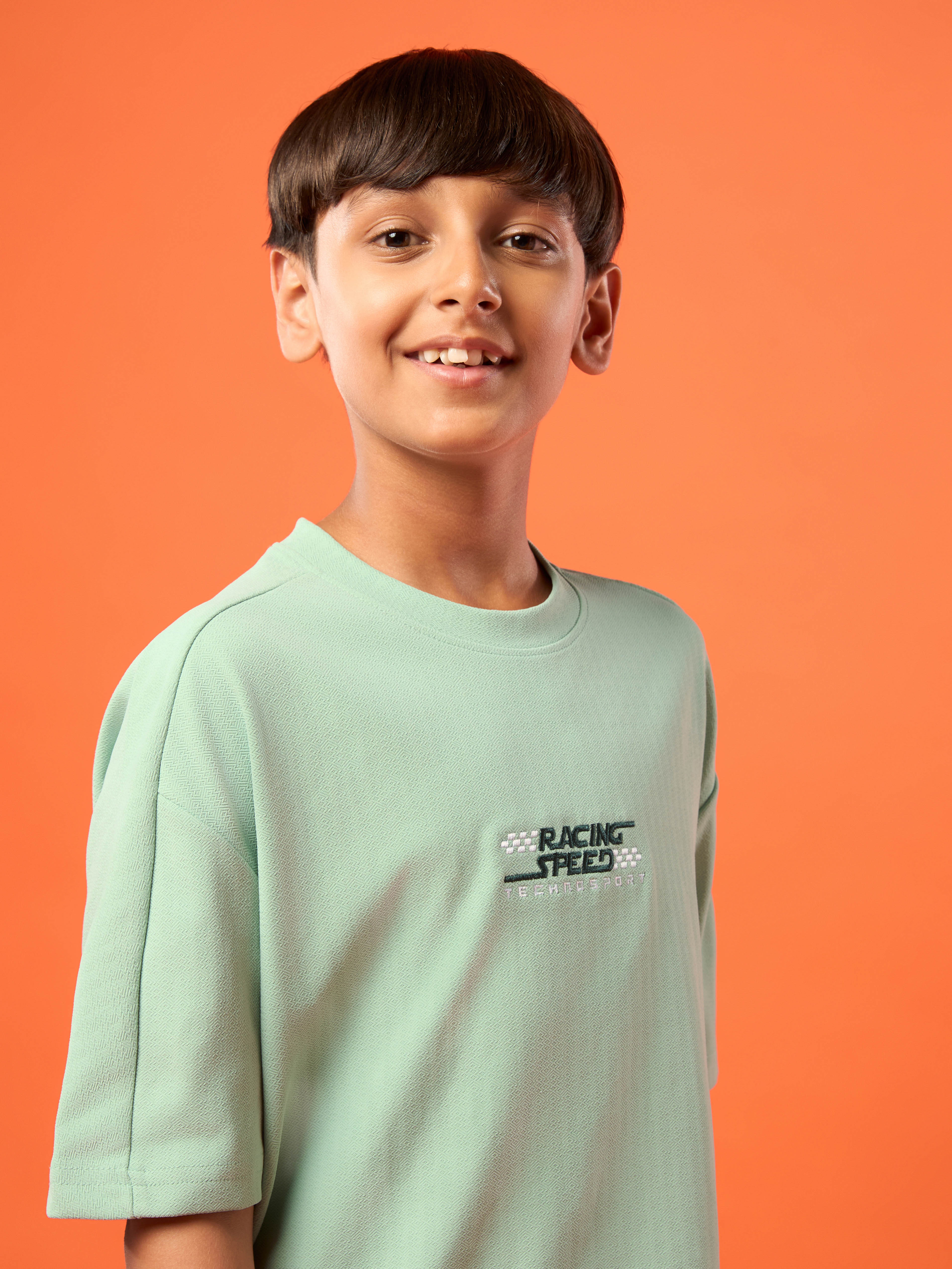 Boys Printed Typography Round Neck Sports T-shirt Regular Fit with ELASO PLUS - Image 6