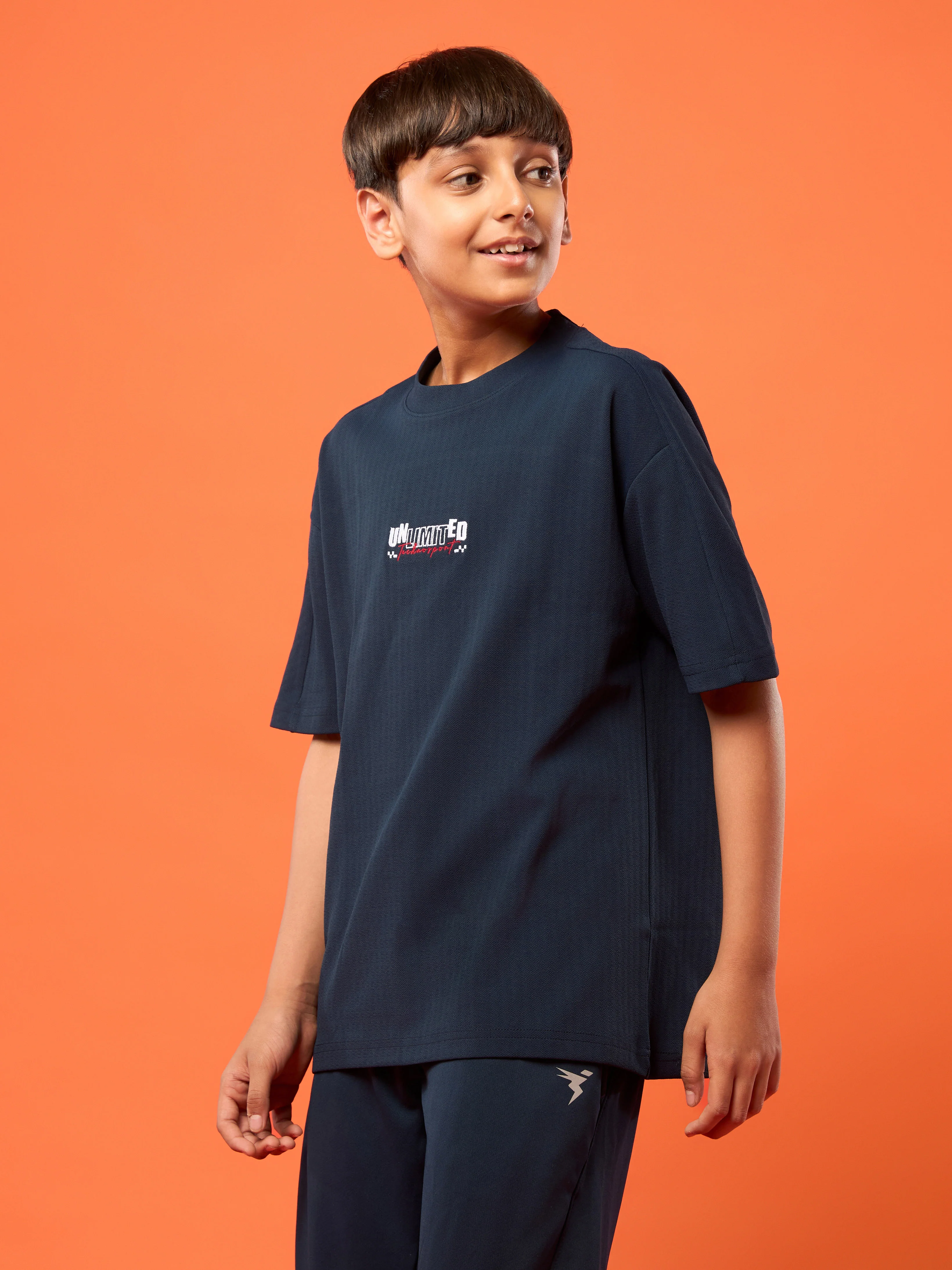 Boys Printed Typography Round Neck Sports T-shirt Regular Fit with ELASO PLUS - Image 4