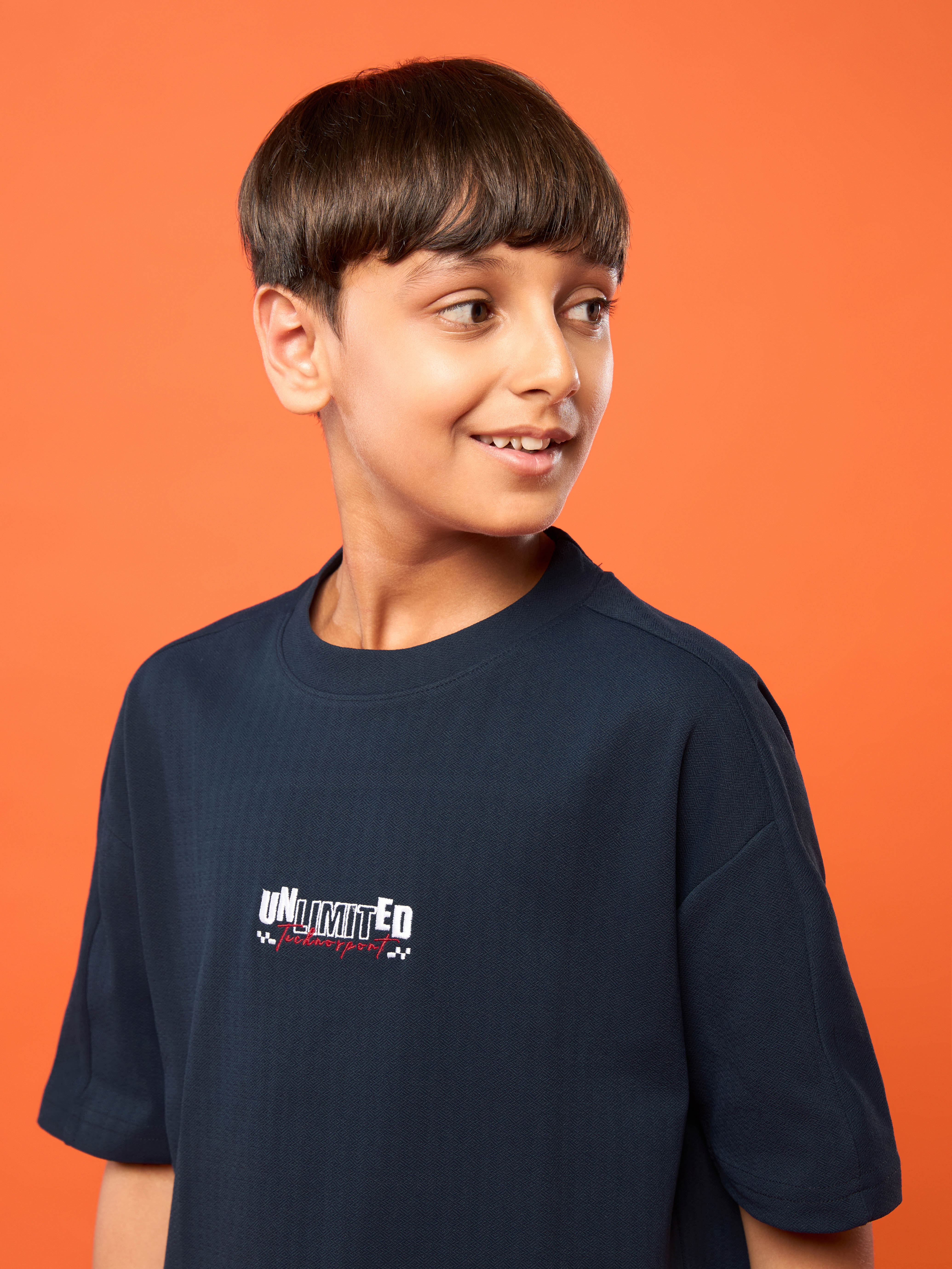 Boys Printed Typography Round Neck Sports T-shirt Regular Fit with ELASO PLUS - Image 6