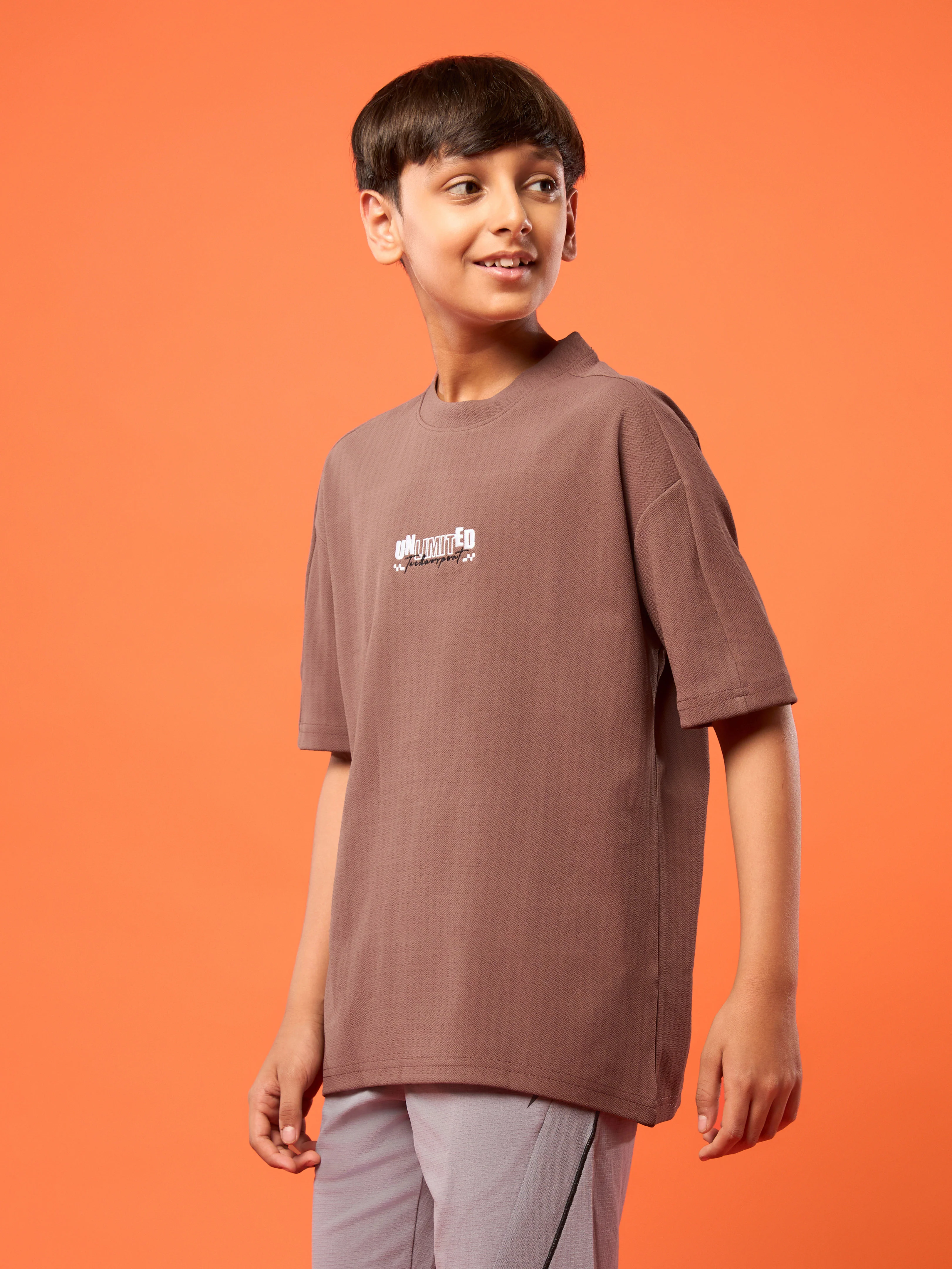 Boys Printed Typography Round Neck Sports T-shirt Regular Fit with ELASO PLUS - Image 4
