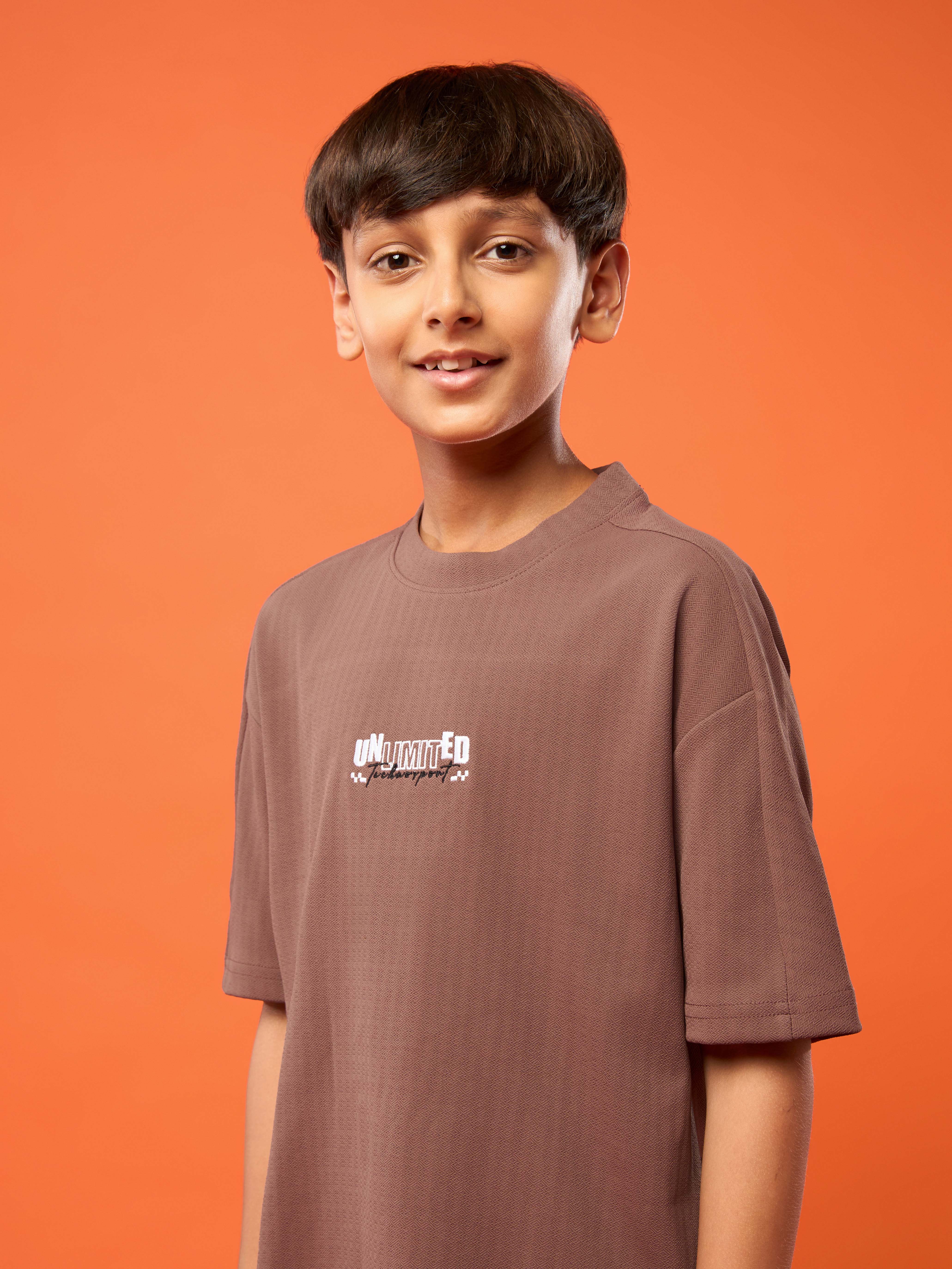 Boys Printed Typography Round Neck Sports T-shirt Regular Fit with ELASO PLUS - Image 5