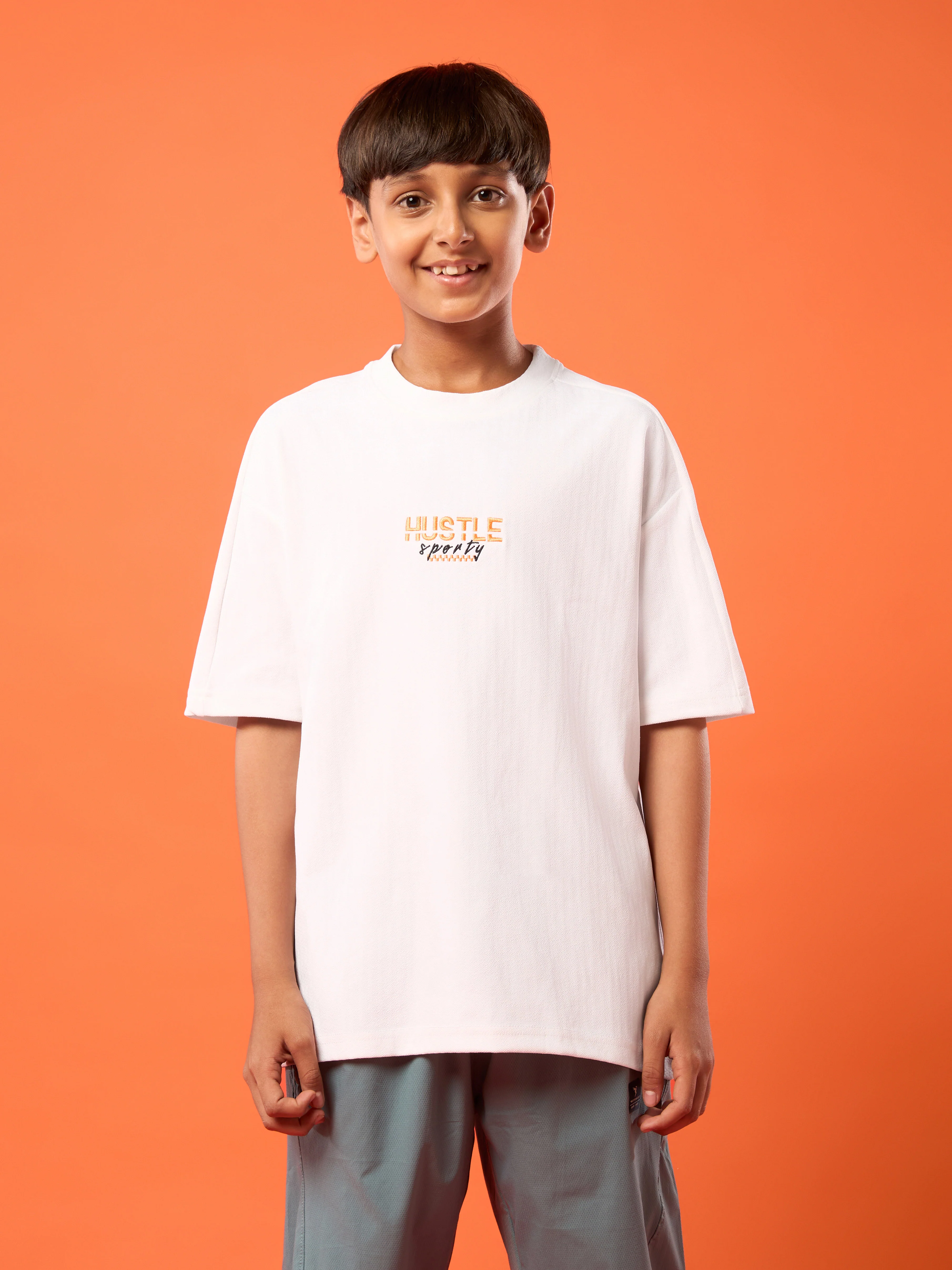 Boys Printed Typography Round Neck Sports T-shirt Regular Fit with ELASO PLUS - Image 2