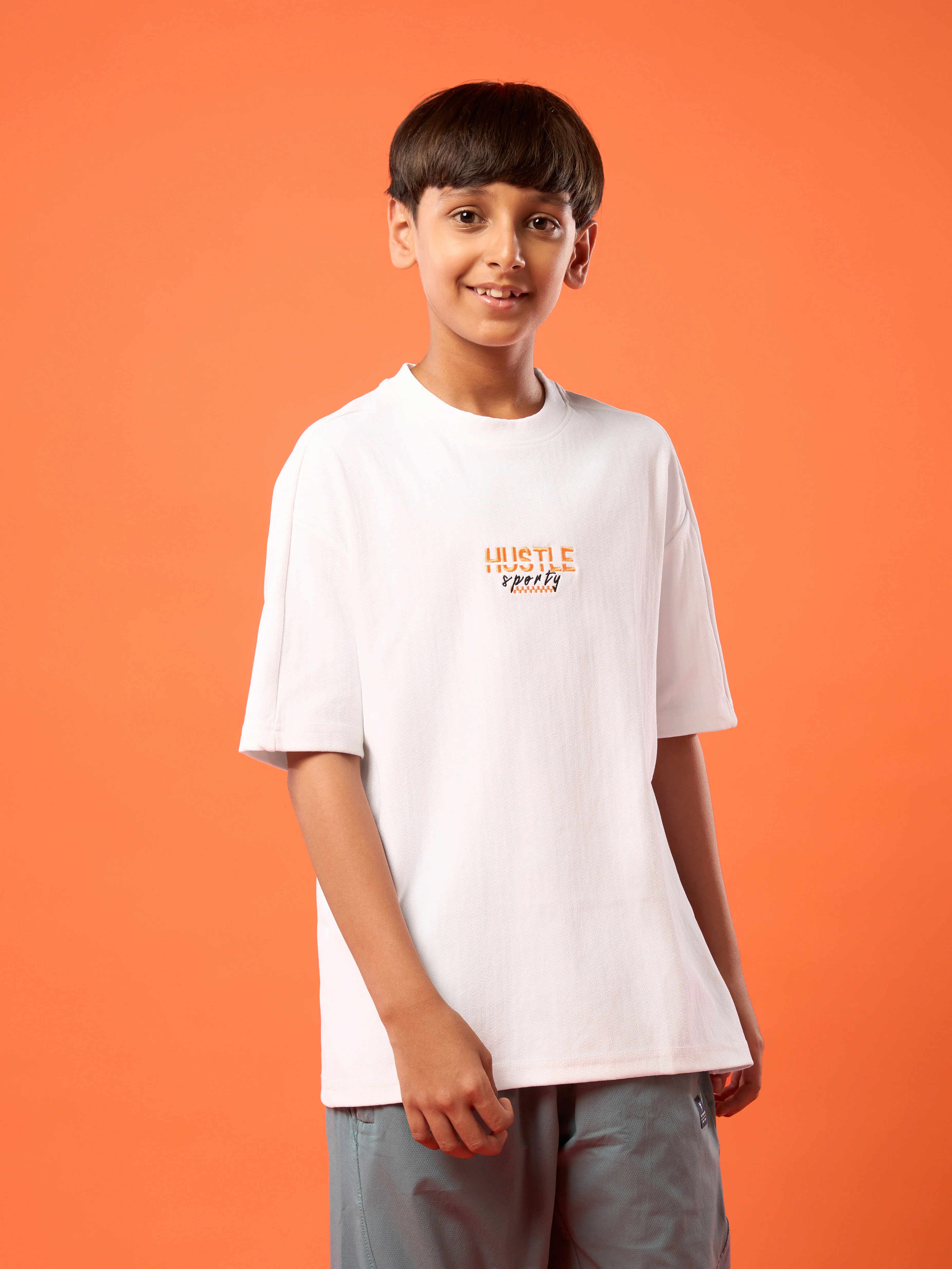 Boys Printed Typography Round Neck Sports T-shirt Regular Fit with ELASO PLUS - Image 4