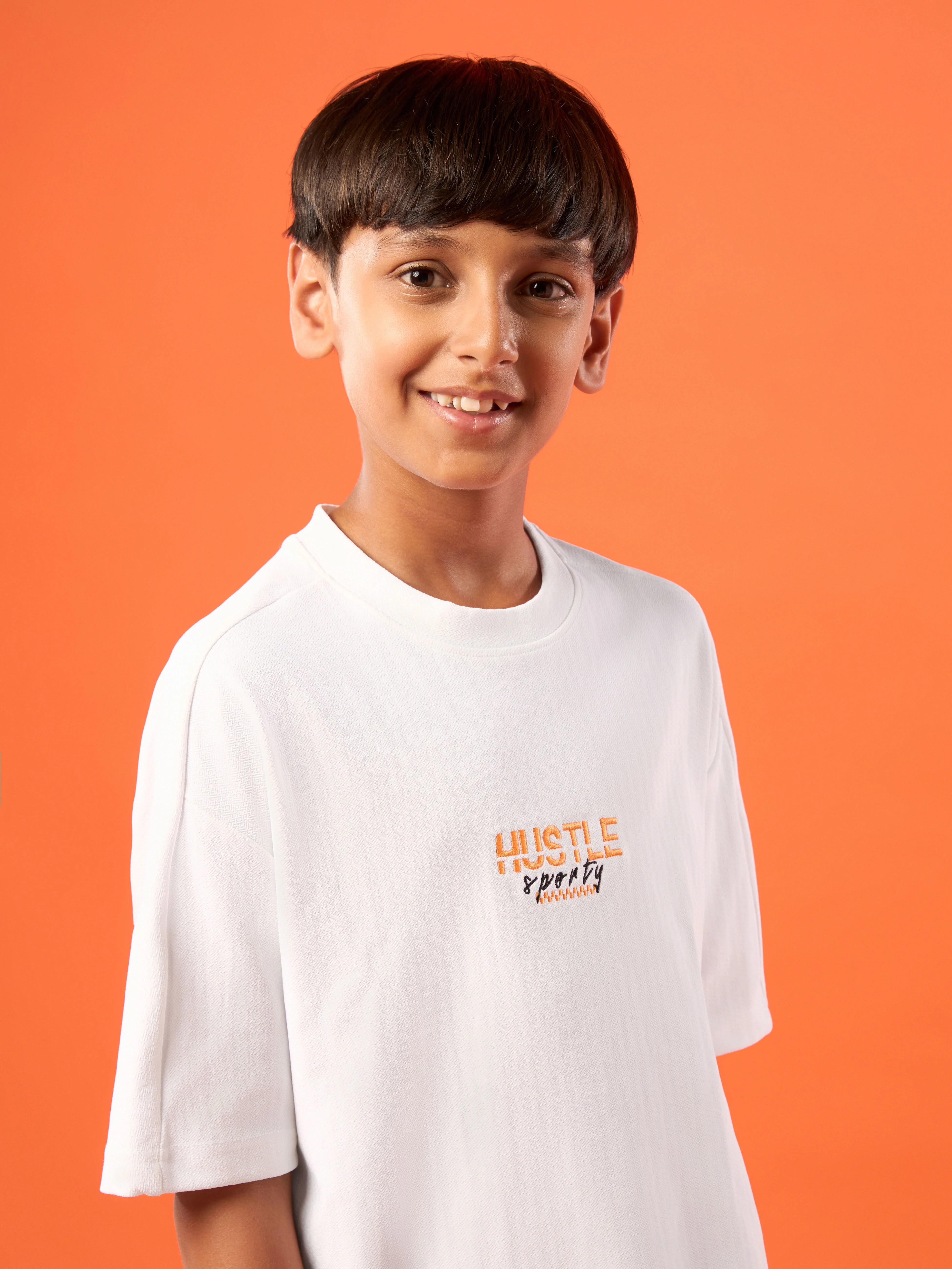 Boys Printed Typography Round Neck Sports T-shirt Regular Fit with ELASO PLUS - Image 6