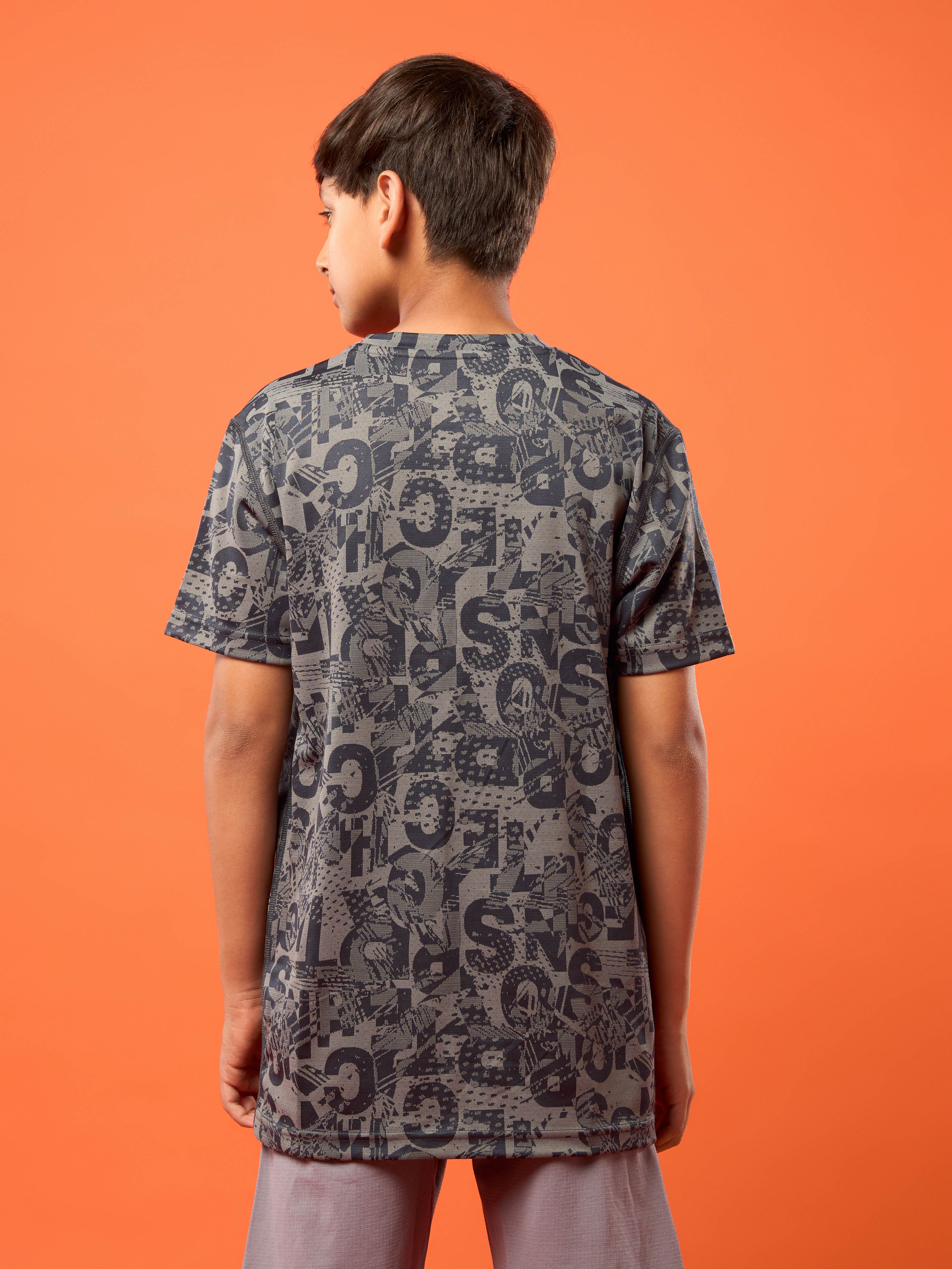 Boys Self Design Slim Fit Crew Neck T-shirt with DOUBLE COOL - Image 3