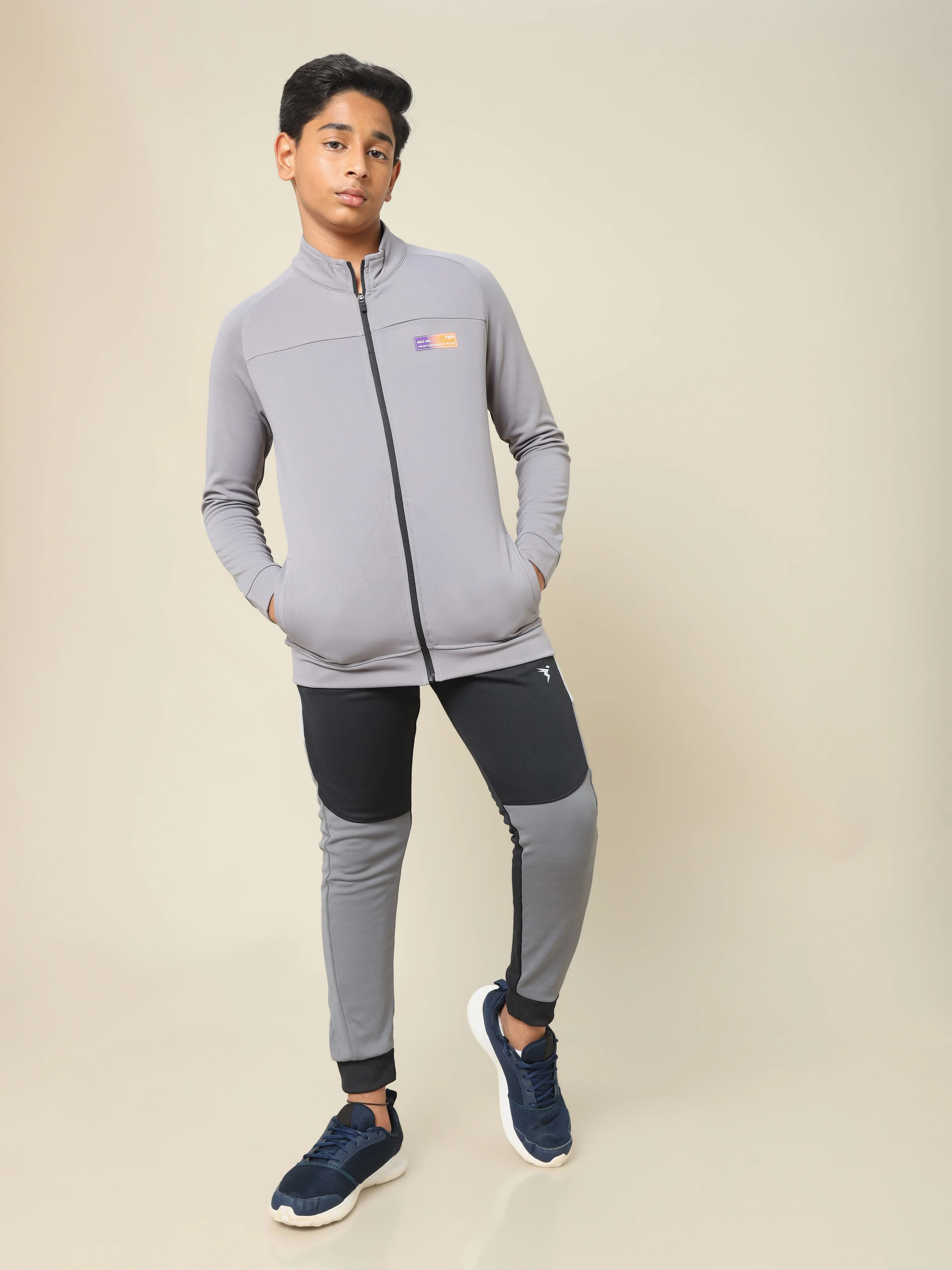 Boys Slim Fit Mock Neck Sports Jacket with TECHNO DRY - Image 5