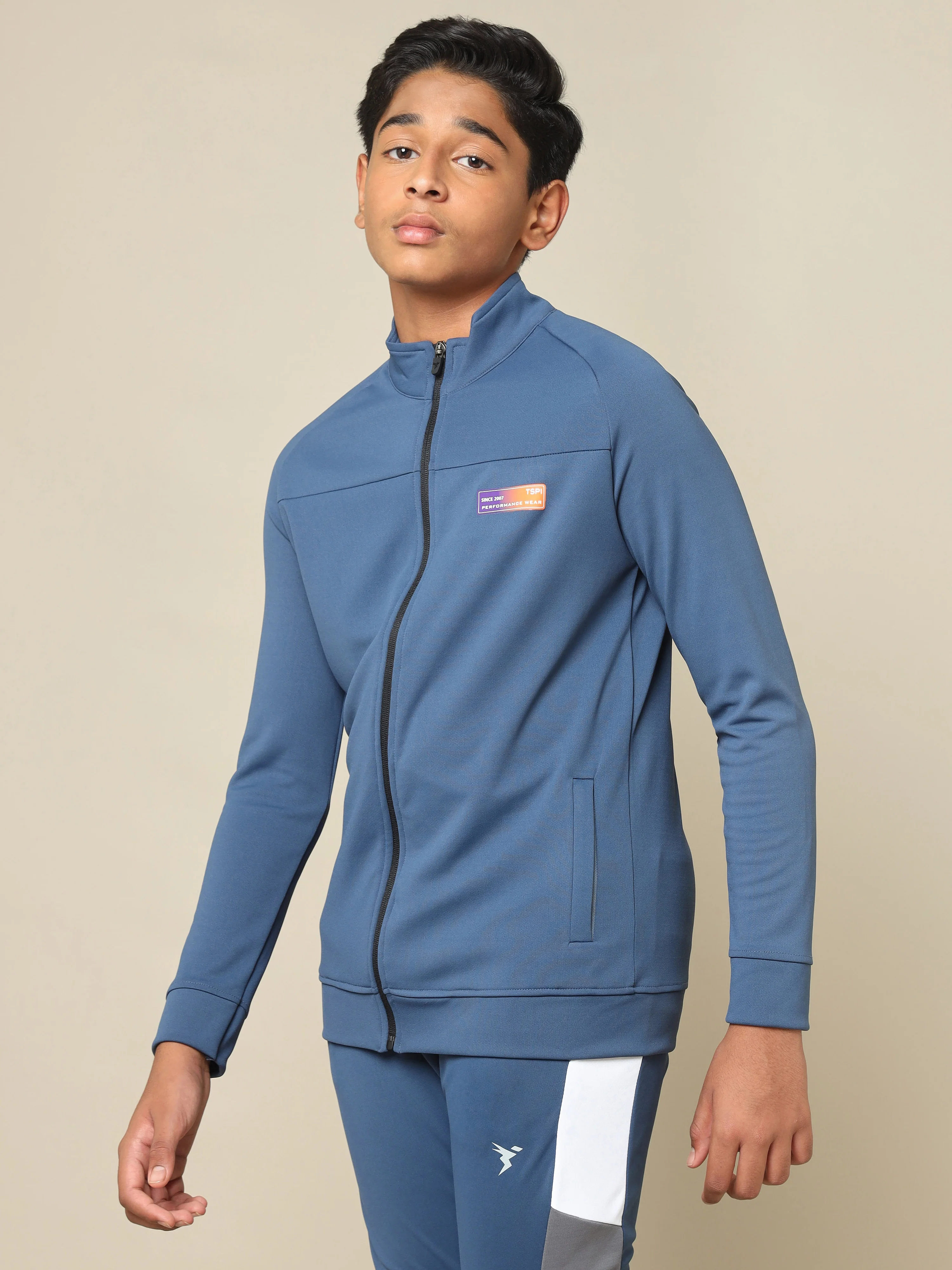 Boys Slim Fit Mock Neck Sports Jacket with TECHNO DRY - Image 4