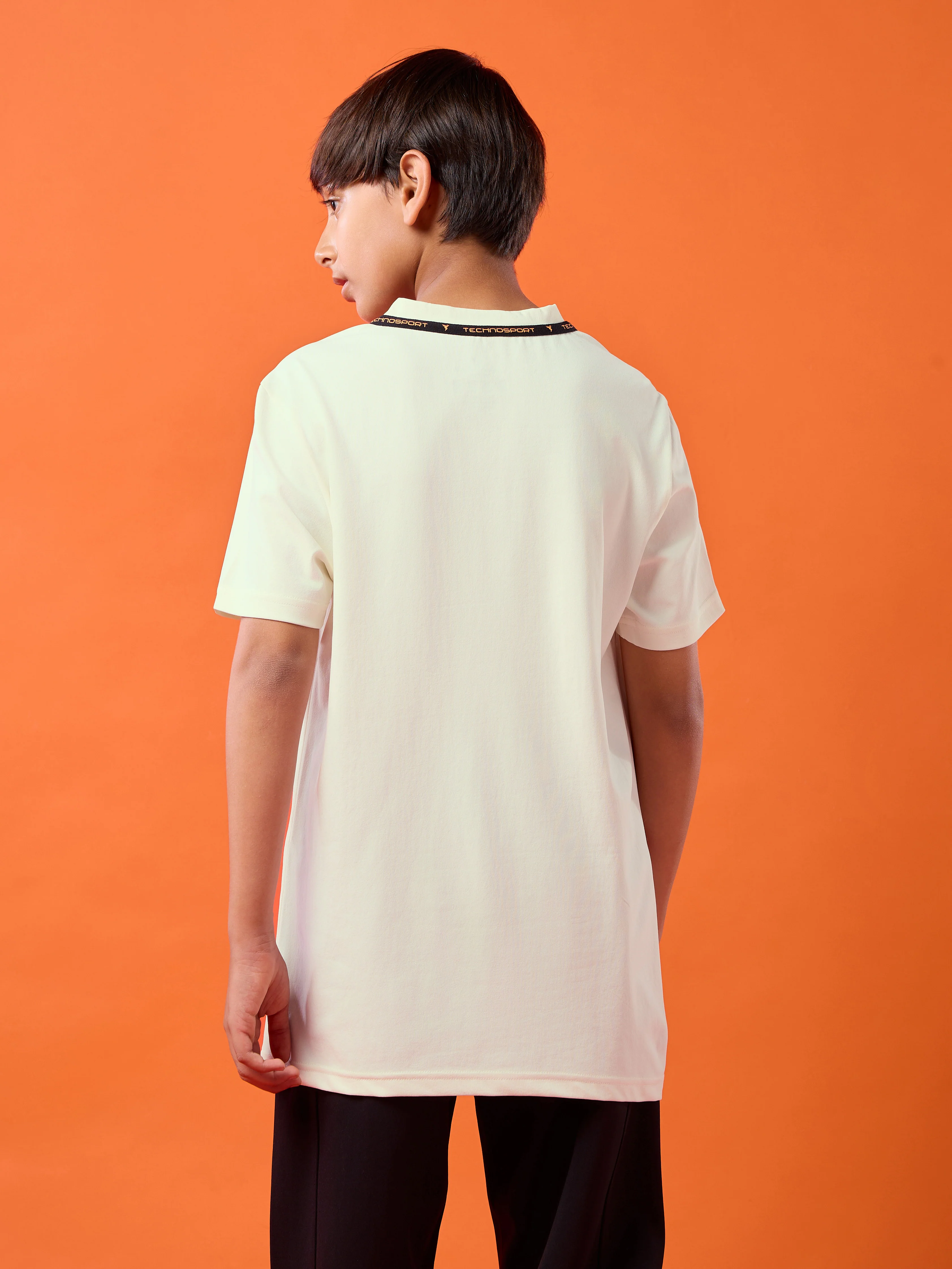 Boys Slim Fit Typography Printed Round Neck Sports T-shirt with COTFLEX - Image 3