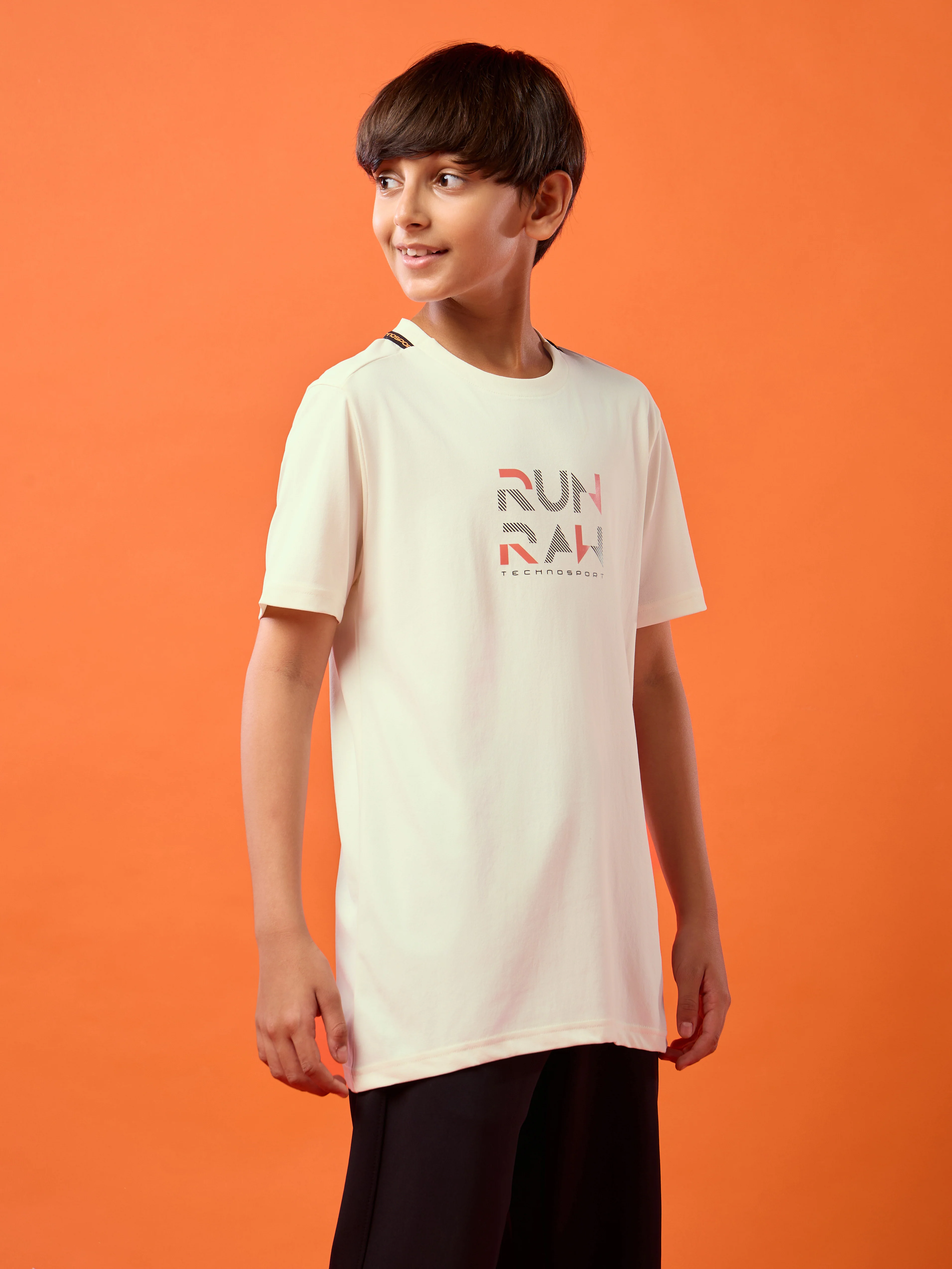 Boys Slim Fit Typography Printed Round Neck Sports T-shirt with COTFLEX - Image 4