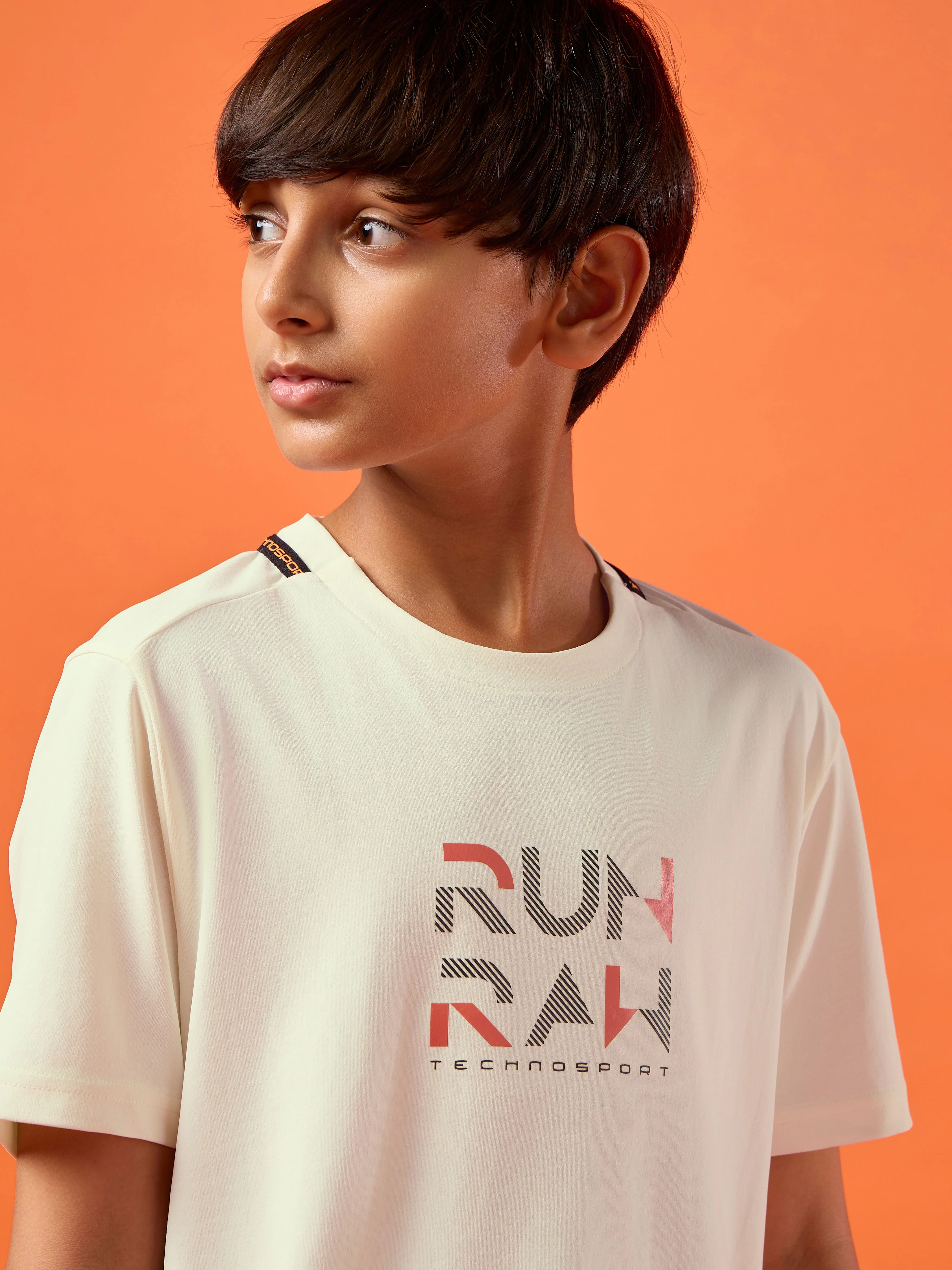 Boys Slim Fit Typography Printed Round Neck Sports T-shirt with COTFLEX - Image 6