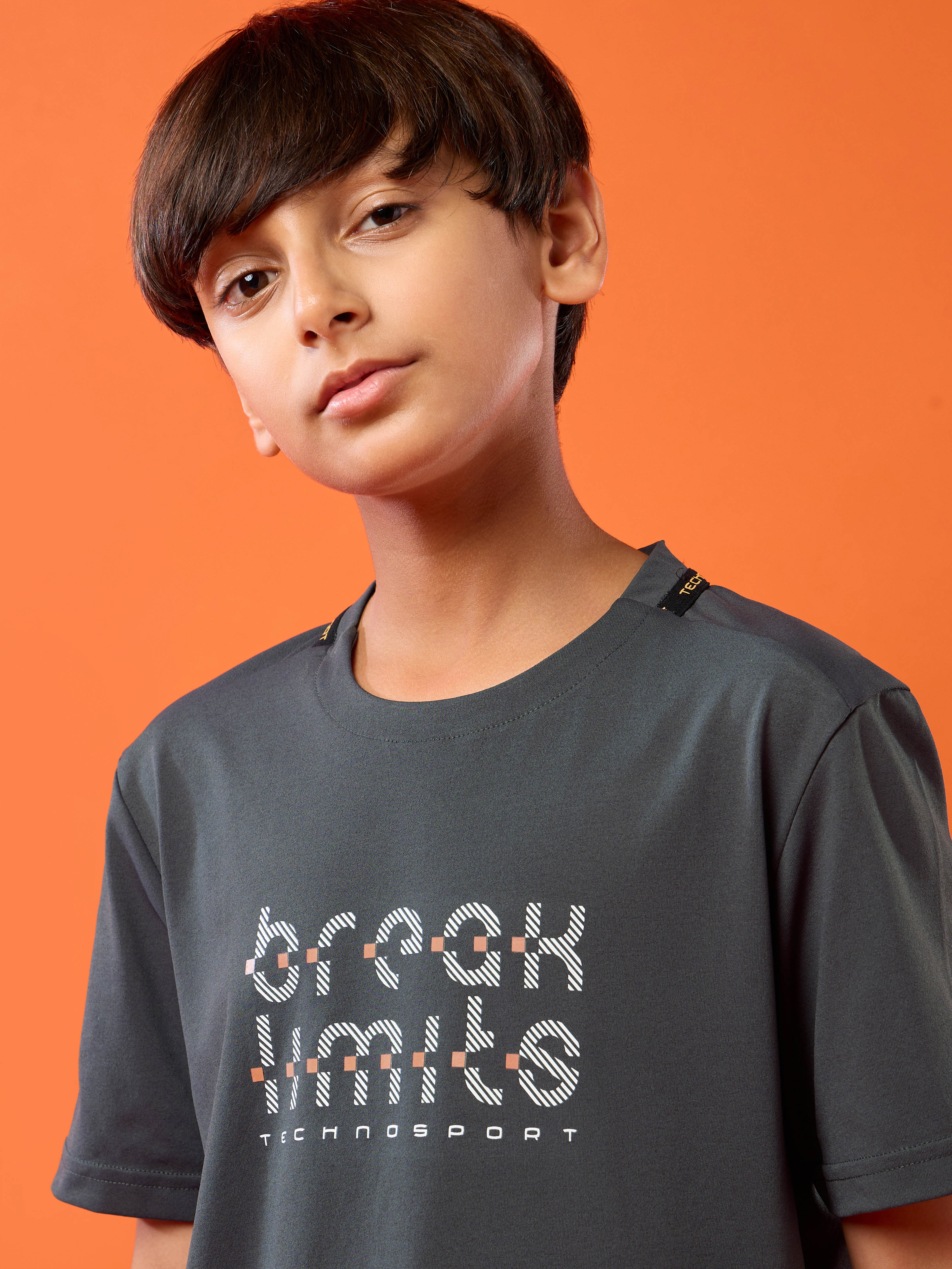 Boys Slim Fit Typography Printed Round Neck Sports T-shirt with COTFLEX - Image 6
