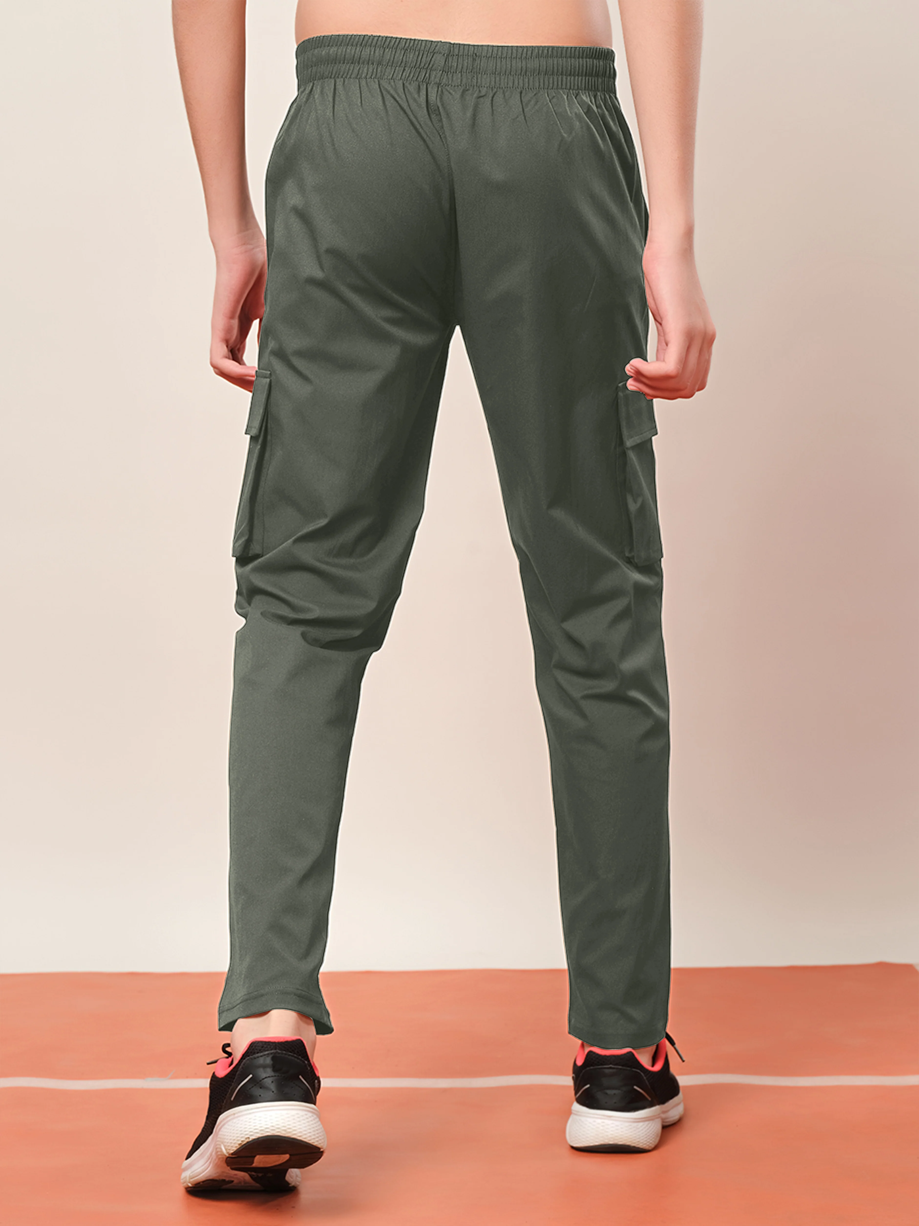 Boys Solid Regular Fit Cargo Trackpants with TS FLEXI - Image 2