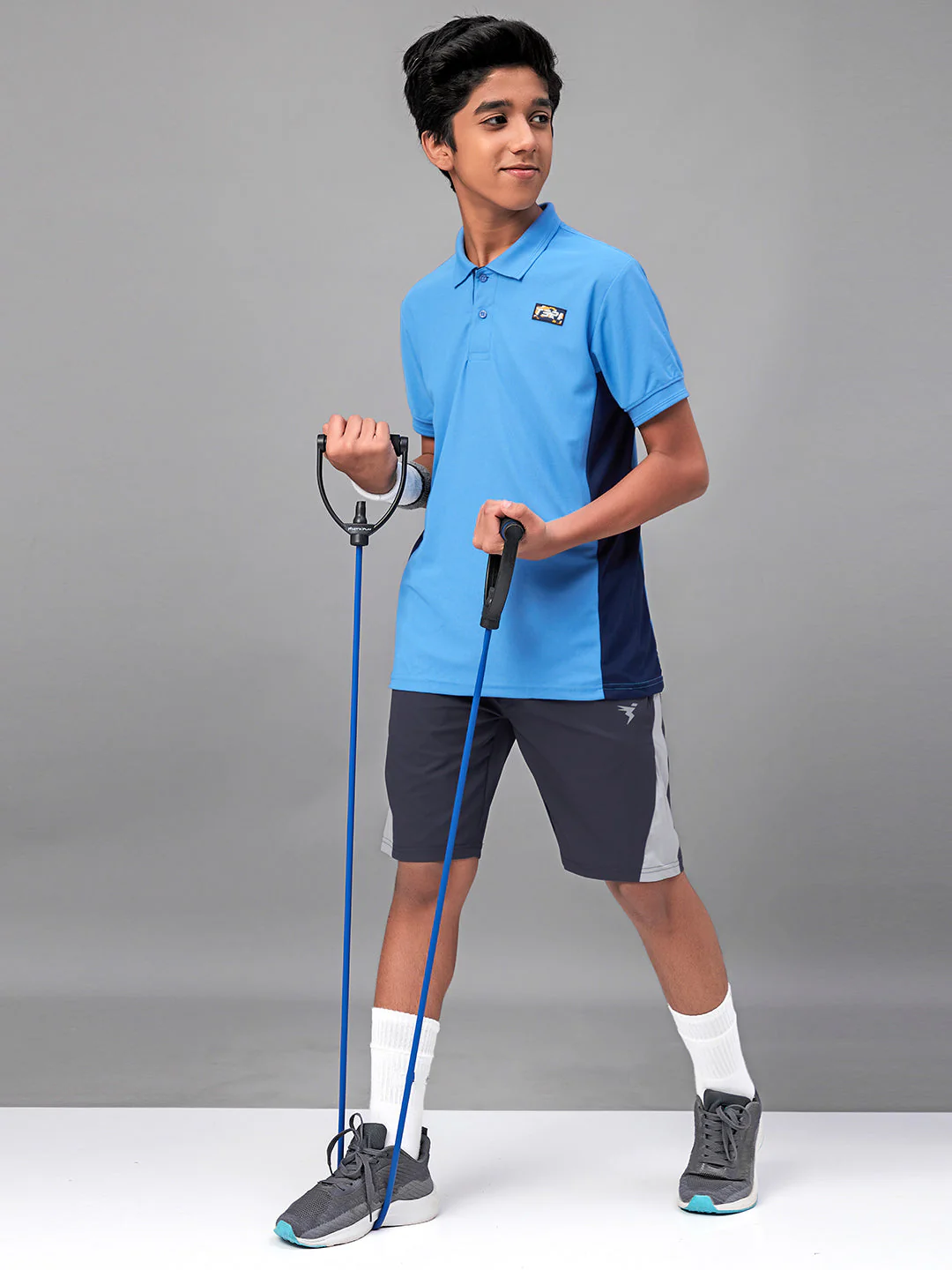 Boys Solid Slim Fit Polo Sports T-shirt with MATPIQ - Image 2