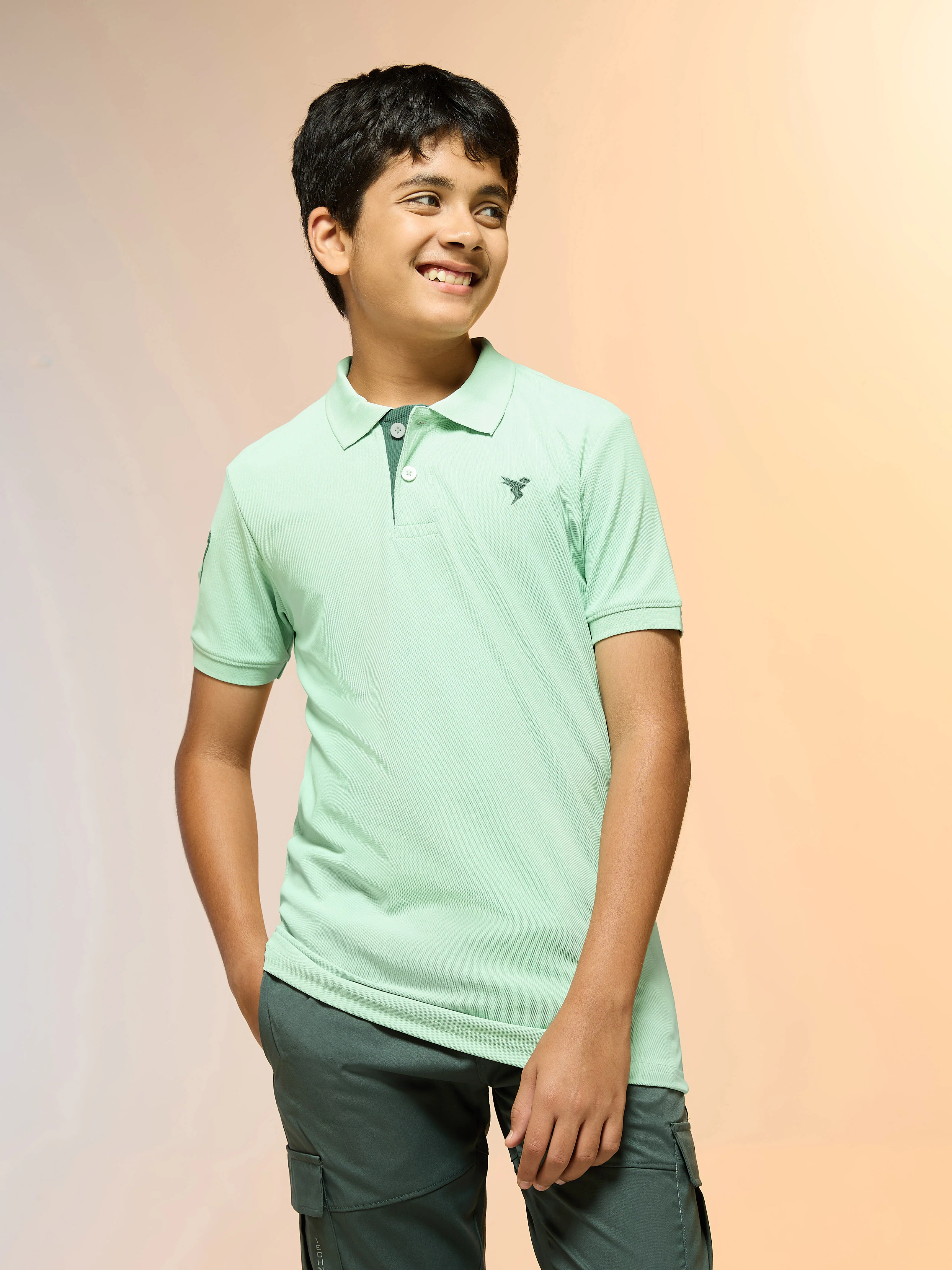 Boys Solid Slim Fit Polo Sports T-shirt with MATPIQ - Image 2