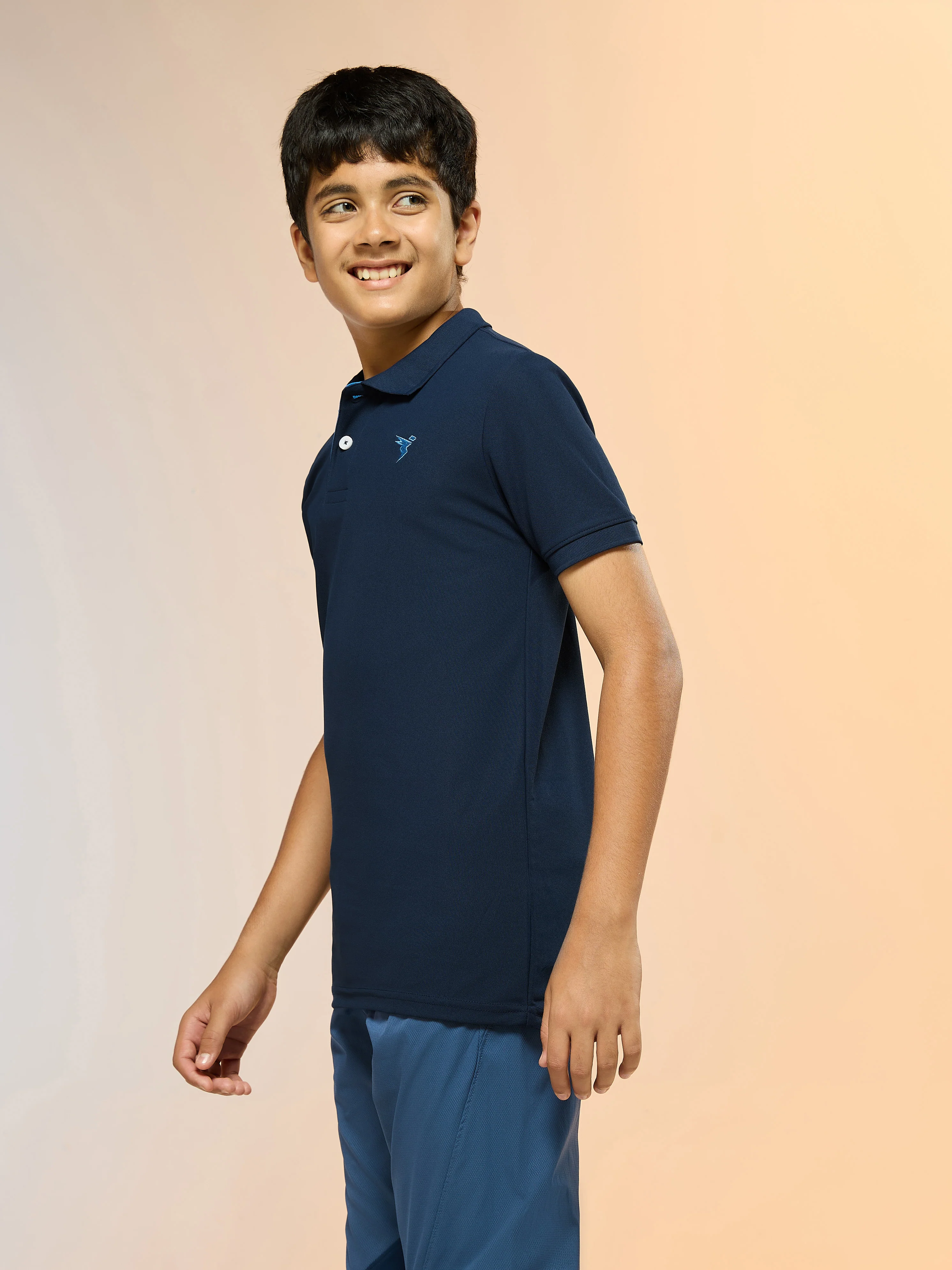 Boys Solid Slim Fit Polo Sports T-shirt with MATPIQ - Image 4