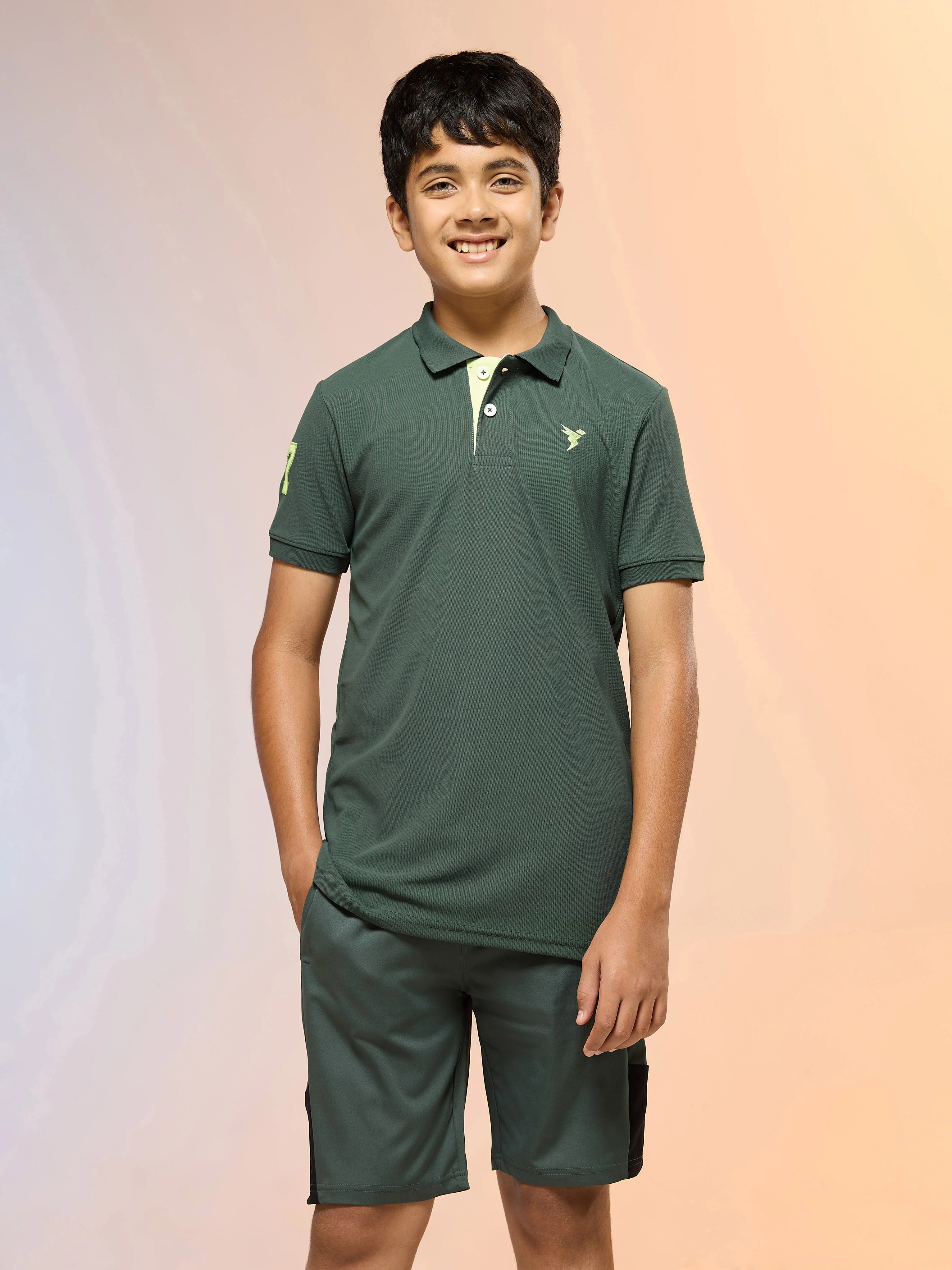Boys Solid Slim Fit Polo Sports T-shirt with MATPIQ - Image 2