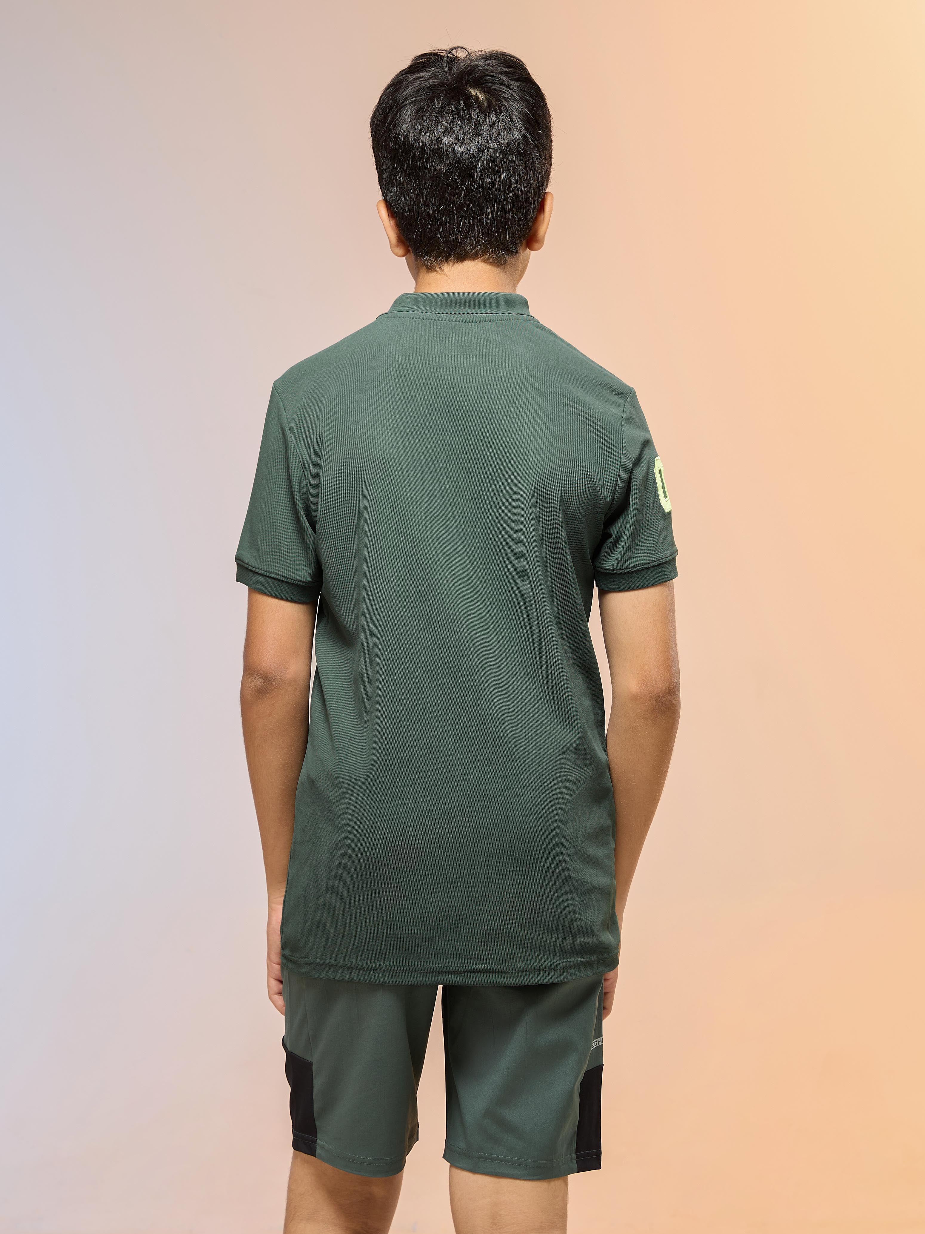 Boys Solid Slim Fit Polo Sports T-shirt with MATPIQ - Image 3