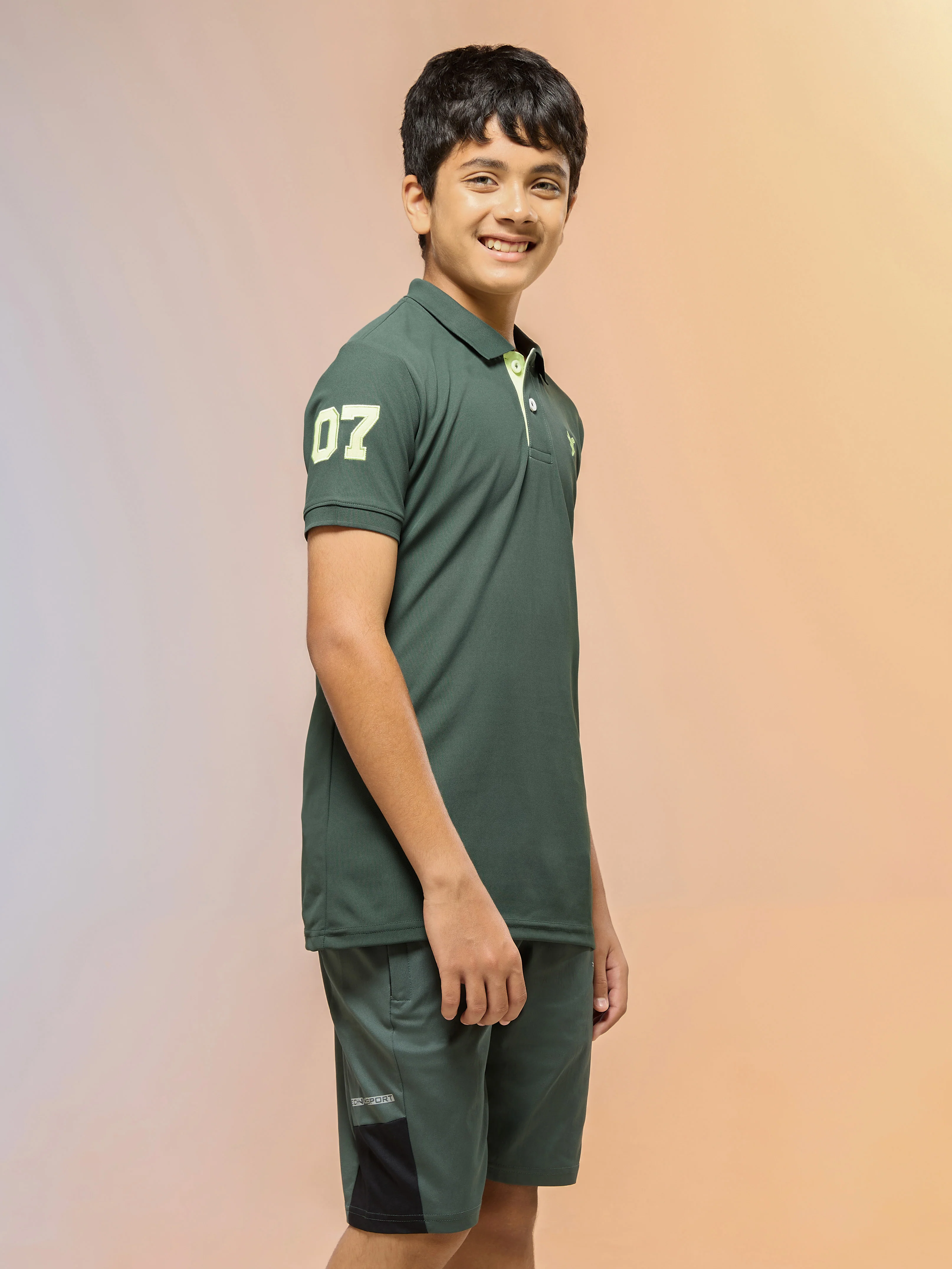 Boys Solid Slim Fit Polo Sports T-shirt with MATPIQ - Image 4