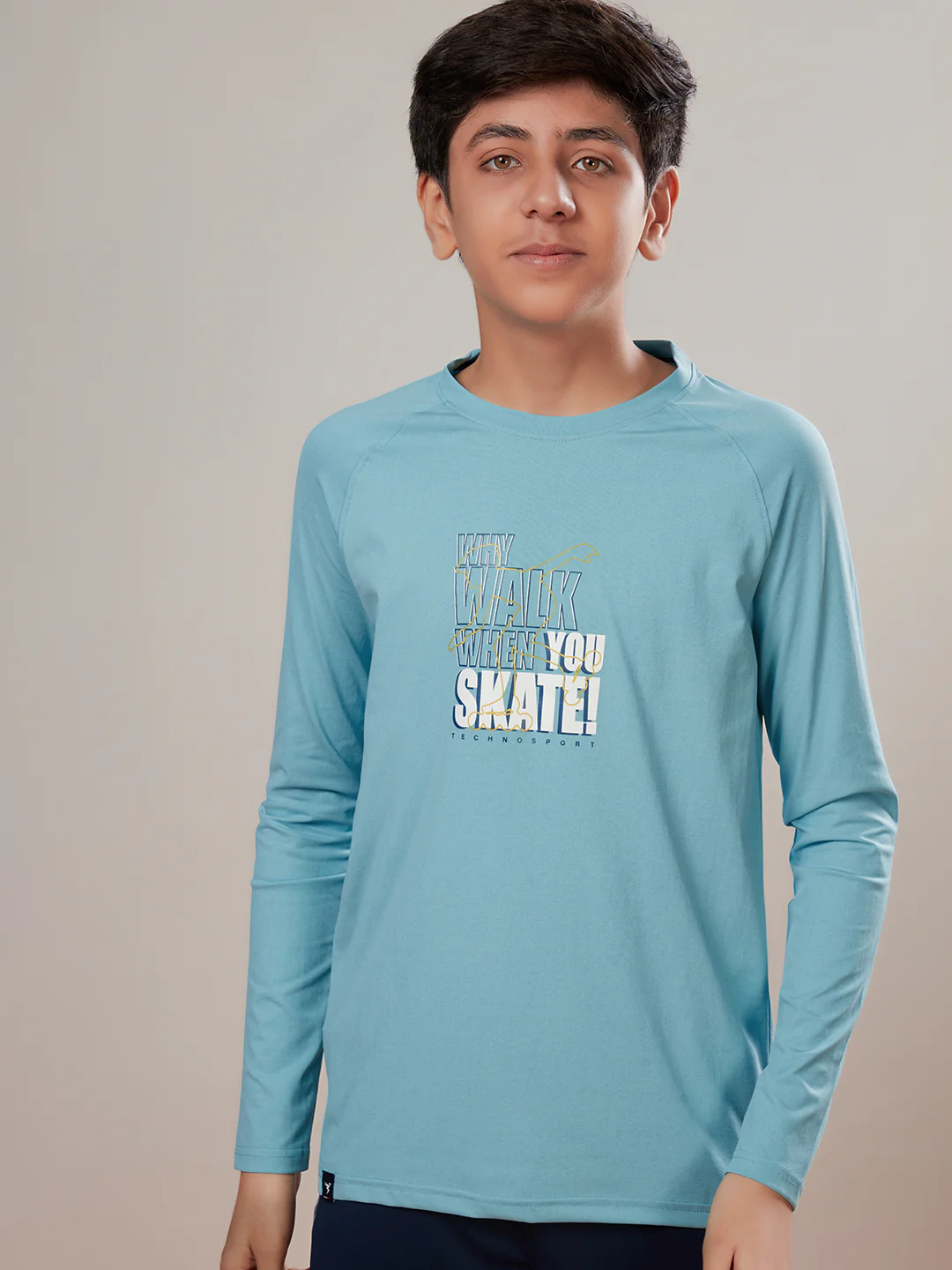Boys Solid Slim Fit Round Neck Sports T-shirt with COTFLEX - Image 2