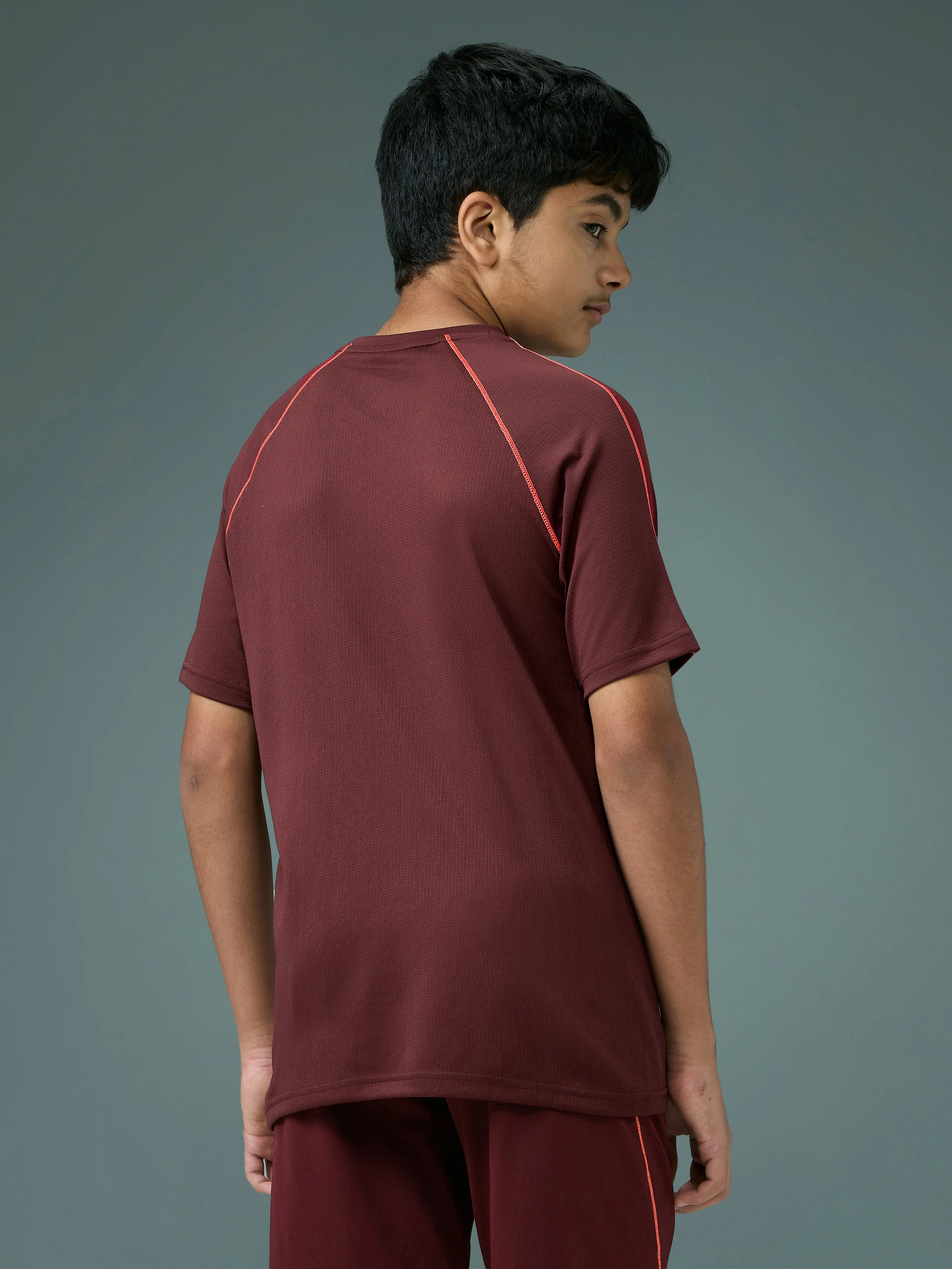 Boys Solid Slim Fit Round Neck Sports T-shirt with COTFLEX - Image 3