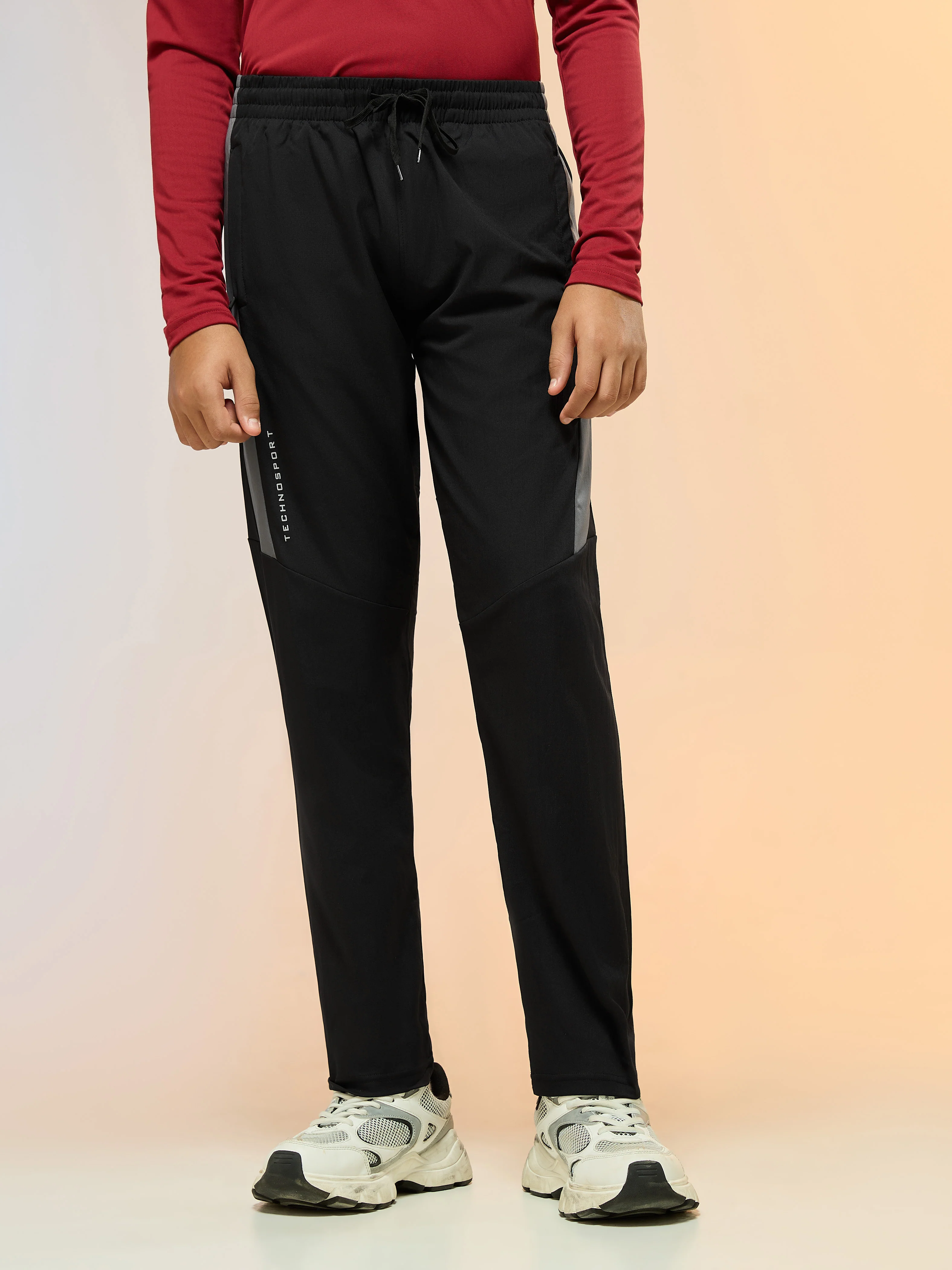 Boys Solid Slim Fit Sports Trackpants with TS FLEXI - Image 2