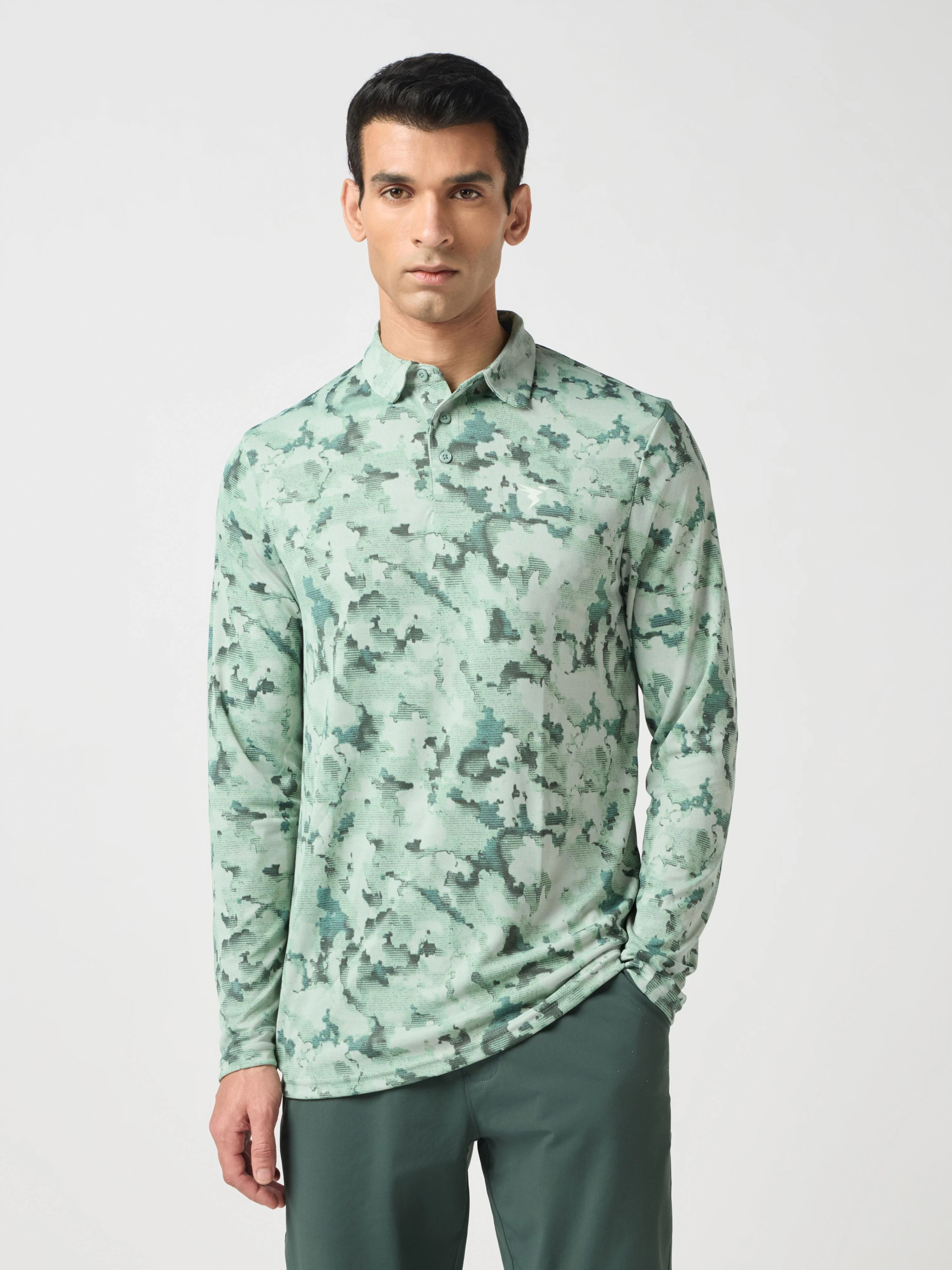 Men Abstract Printed Slim Fit Henley Neck Sports T-Shirt with TECHNOCOOL+ - Image 2