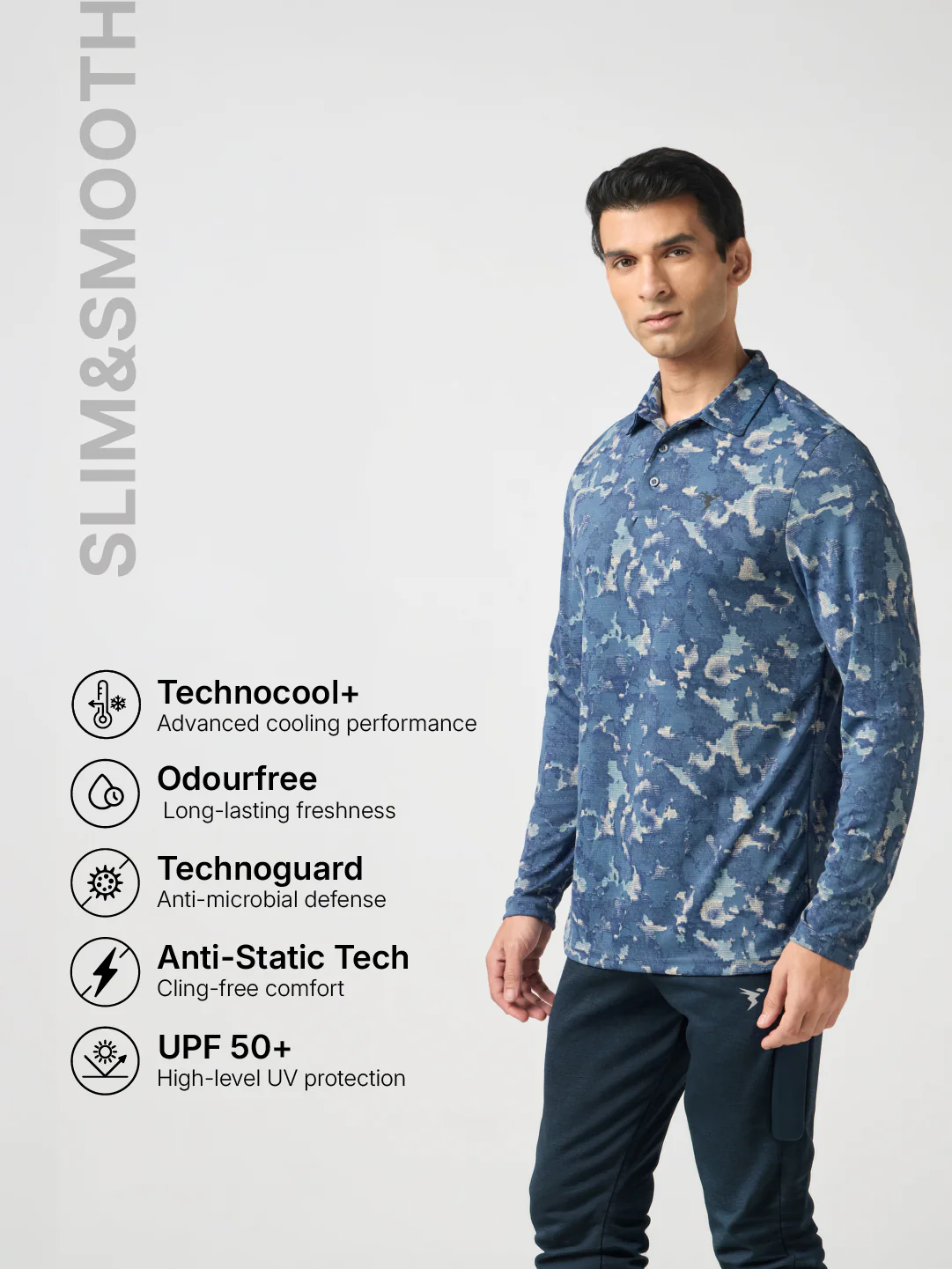 Men Abstract Printed Slim Fit Henley Neck Sports T-Shirt with TECHNOCOOL+ - Image 4