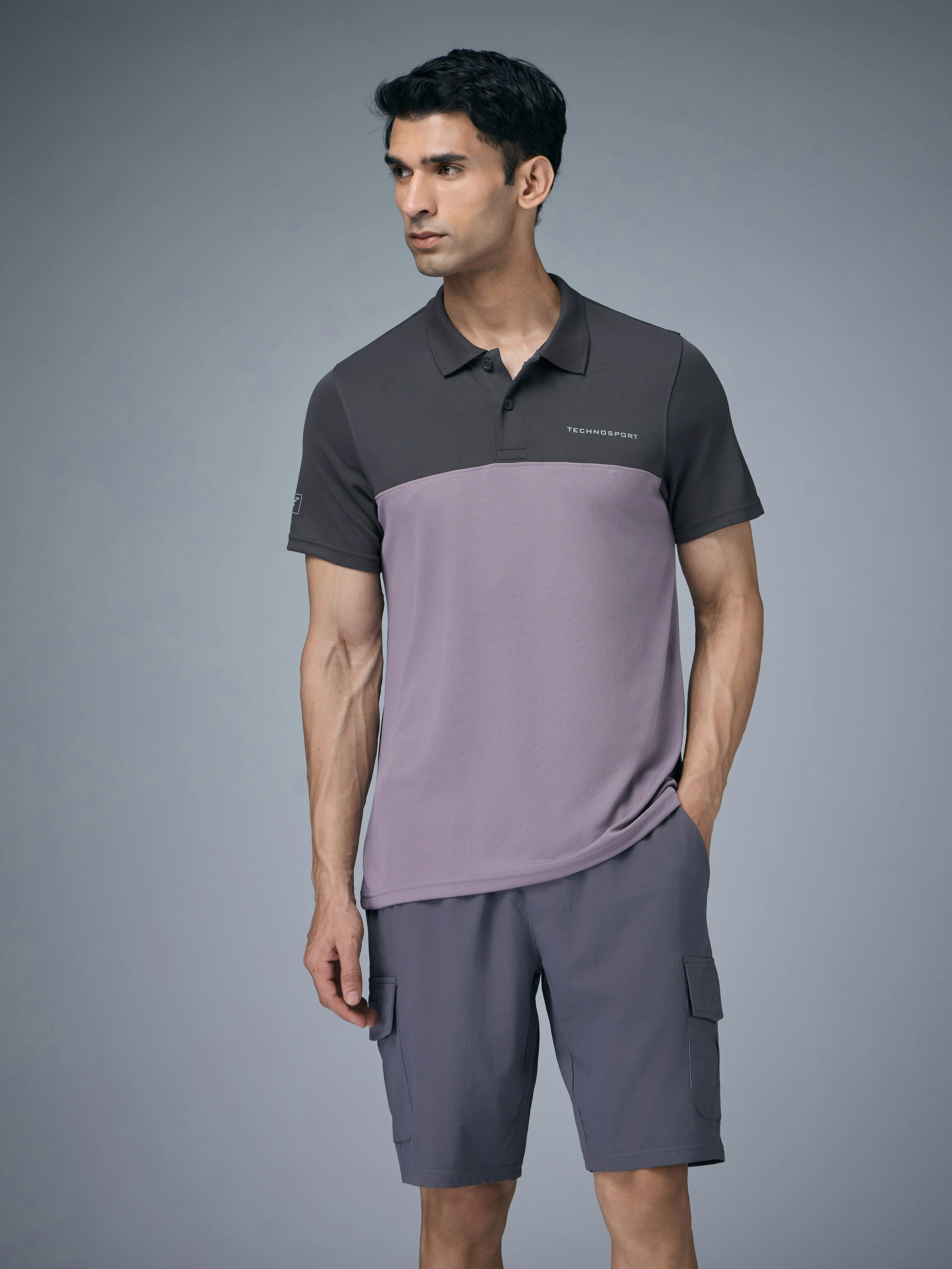 Men Colorblock Relax Fit Polo T-shirt with TECHNO COOL+ - Image 2