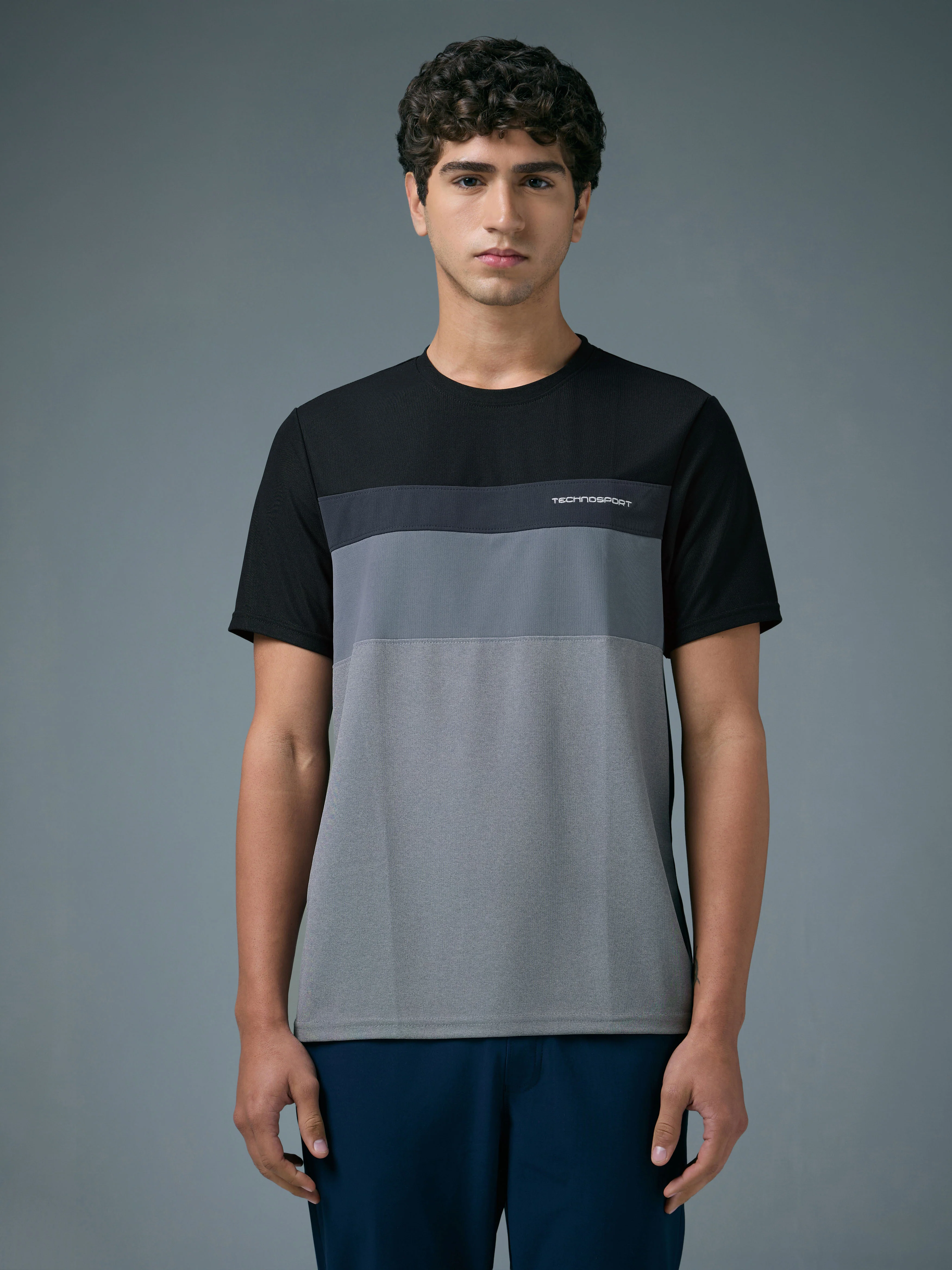 Men Colorblock Slim Fit Crew Neck T-shirt with MATPIQ - Image 2