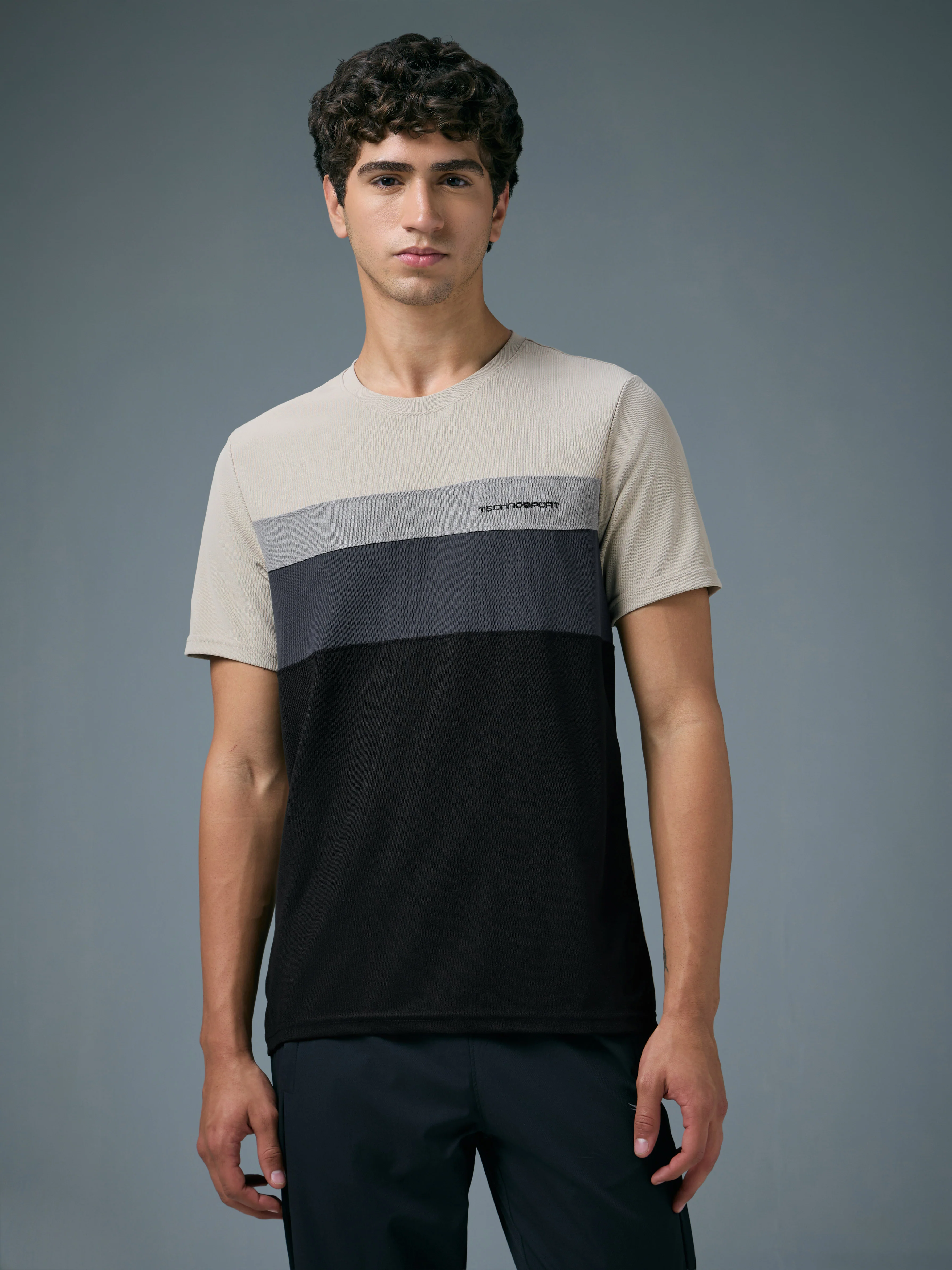 Men Colorblock Slim Fit Crew Neck T-shirt with MATPIQ - Image 2