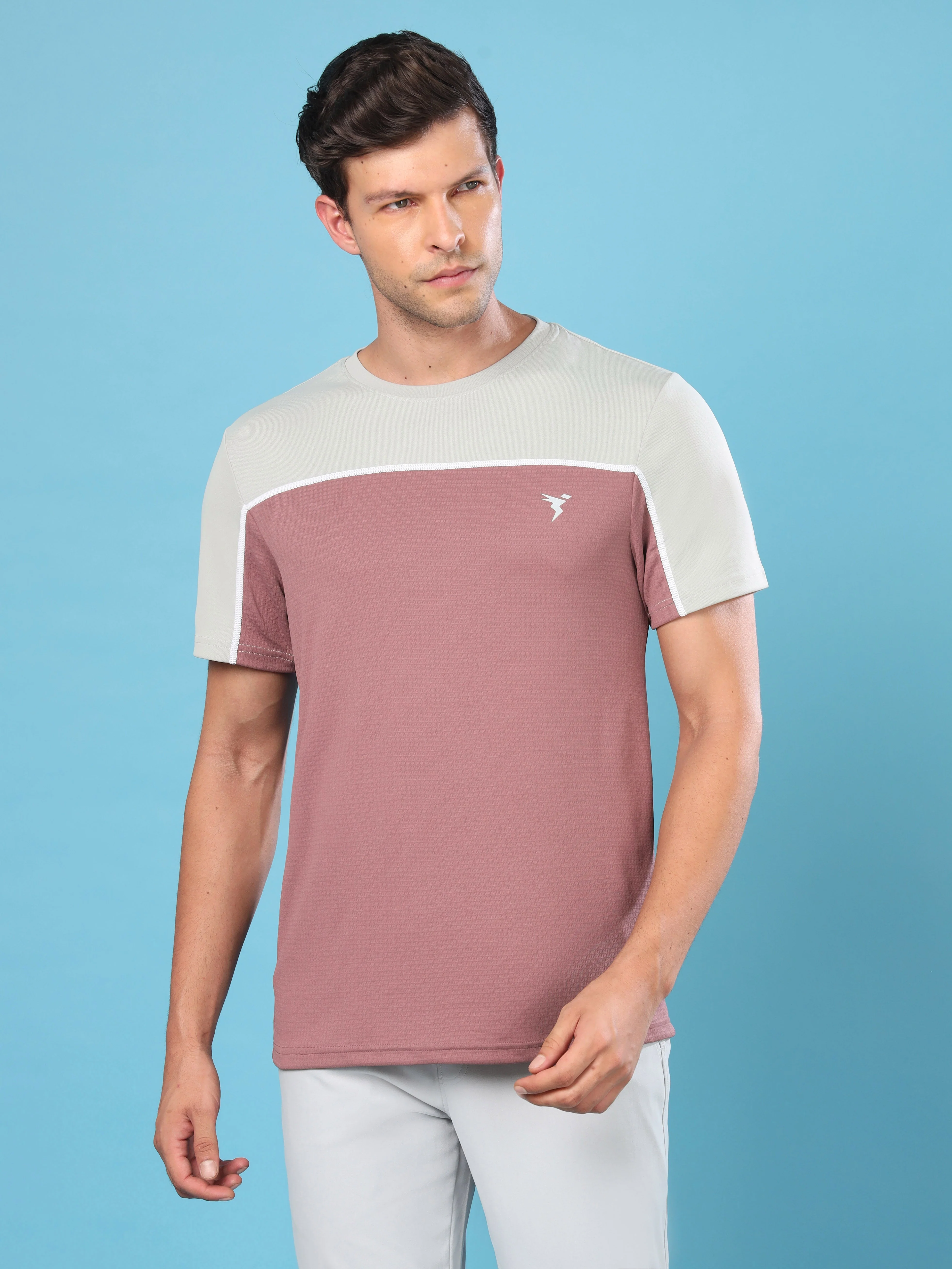 Men Colorblock Slim Fit Crew Neck T-shirt with TECHNO COOL+ - Image 2