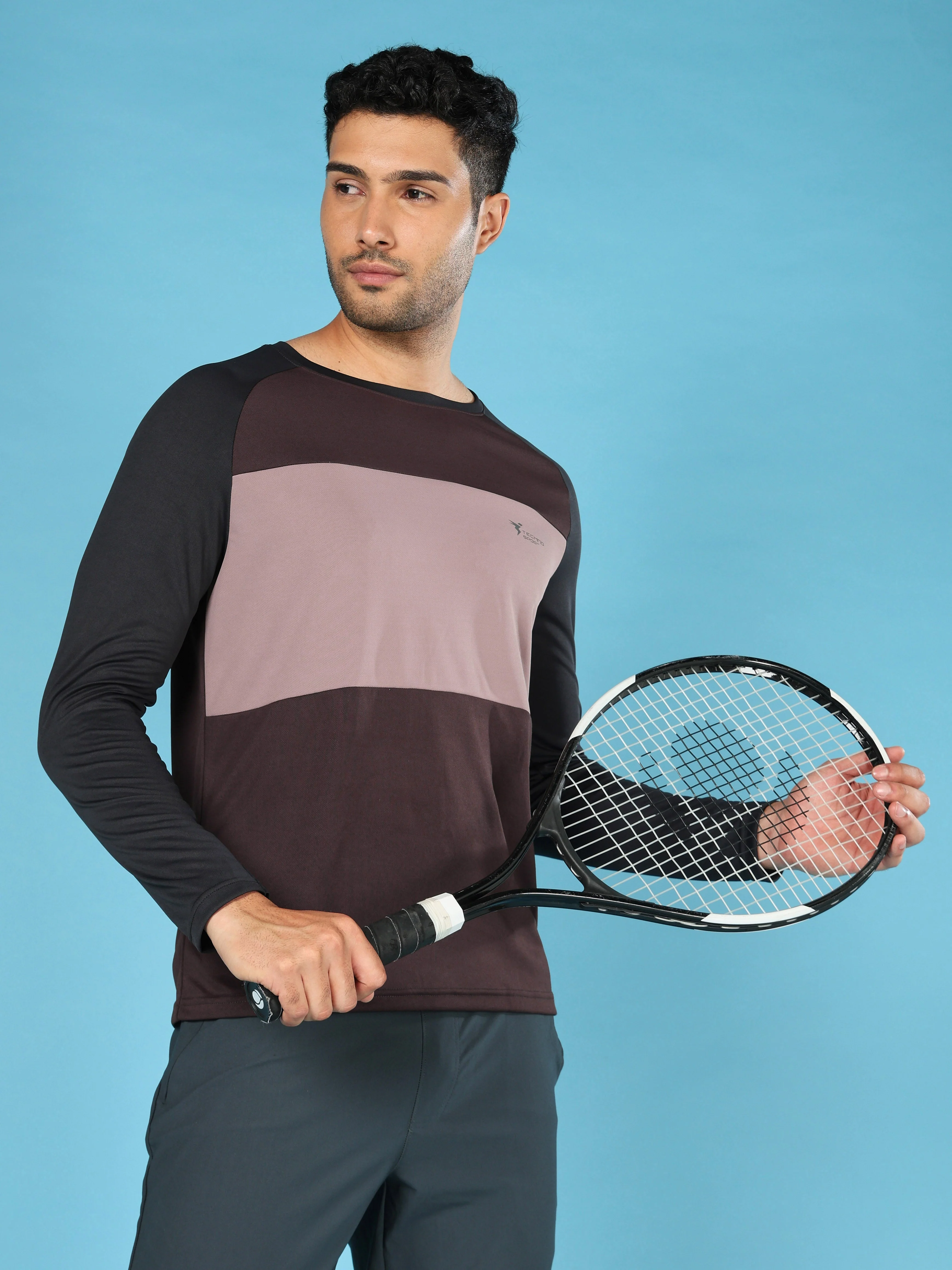 Men Colorblock Slim Fit Crew Neck T-shirt with TECHNO COOL+ - Image 2