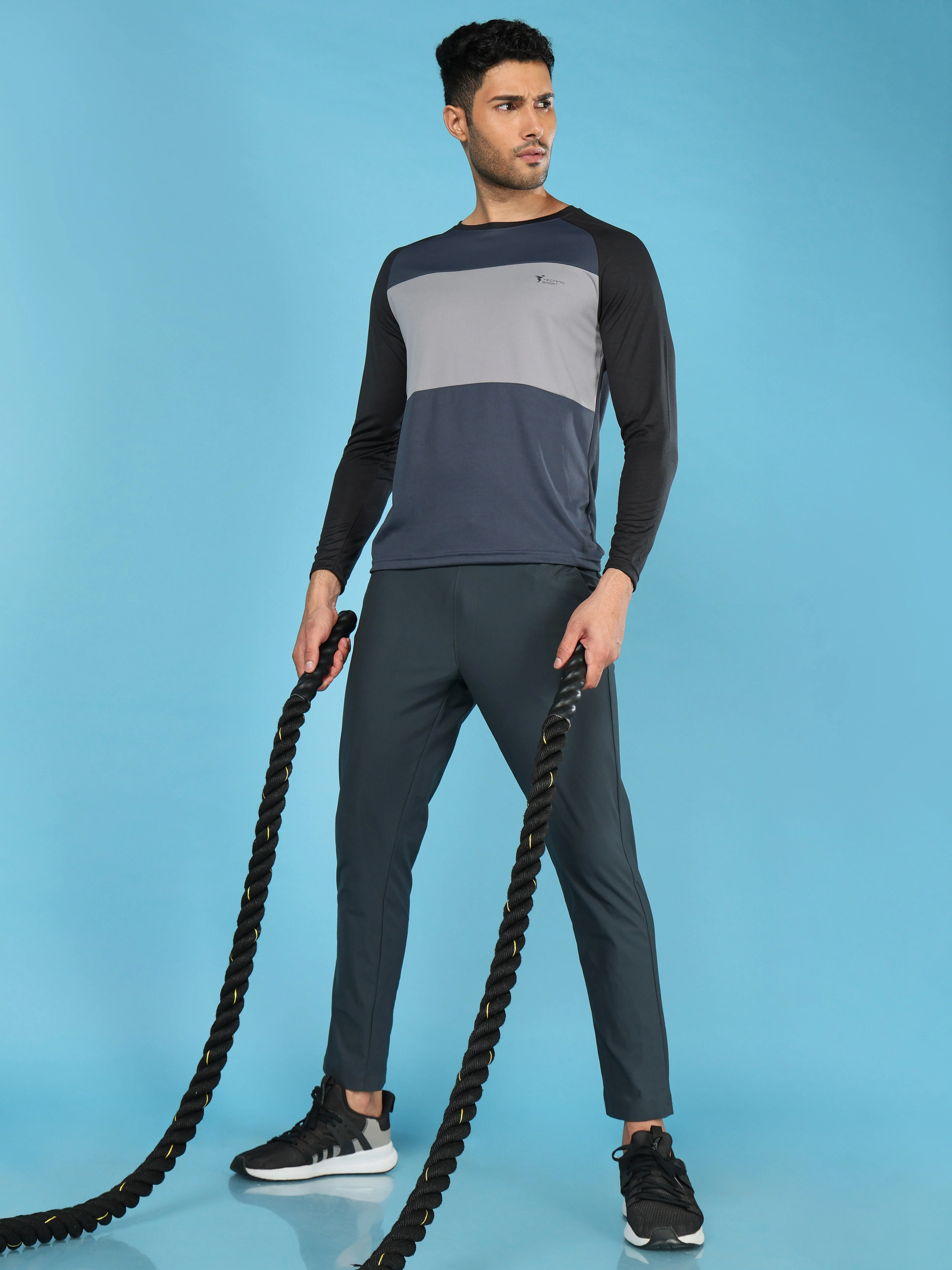 Men Colorblock Slim Fit Crew Neck T-shirt with TECHNO COOL+ - Image 5