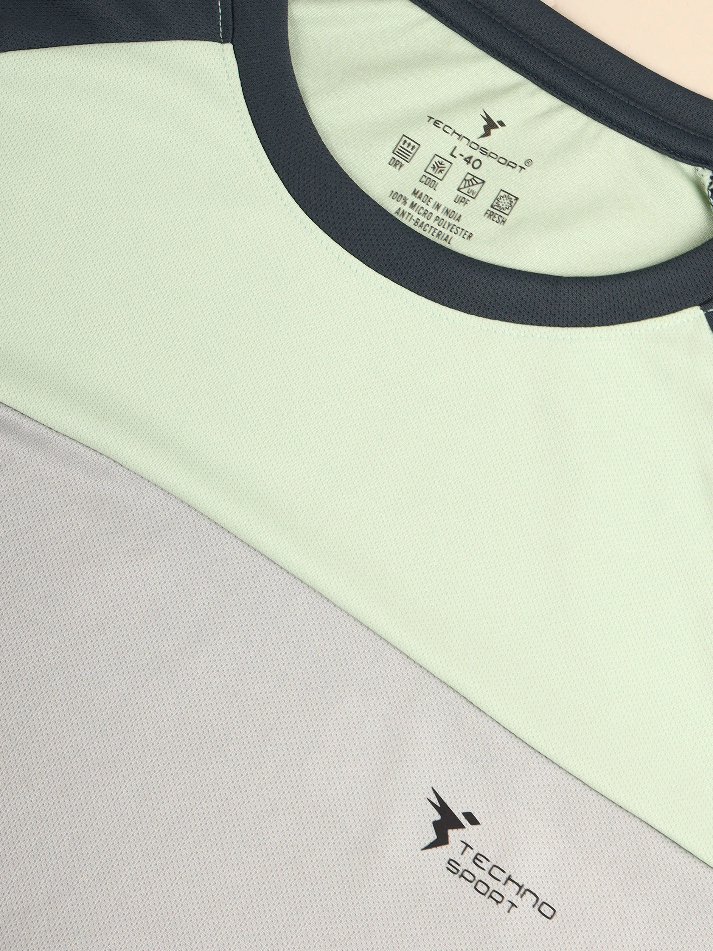 Men Colorblock Slim Fit Crew Neck T-shirt with TECHNO COOL+ - Image 7