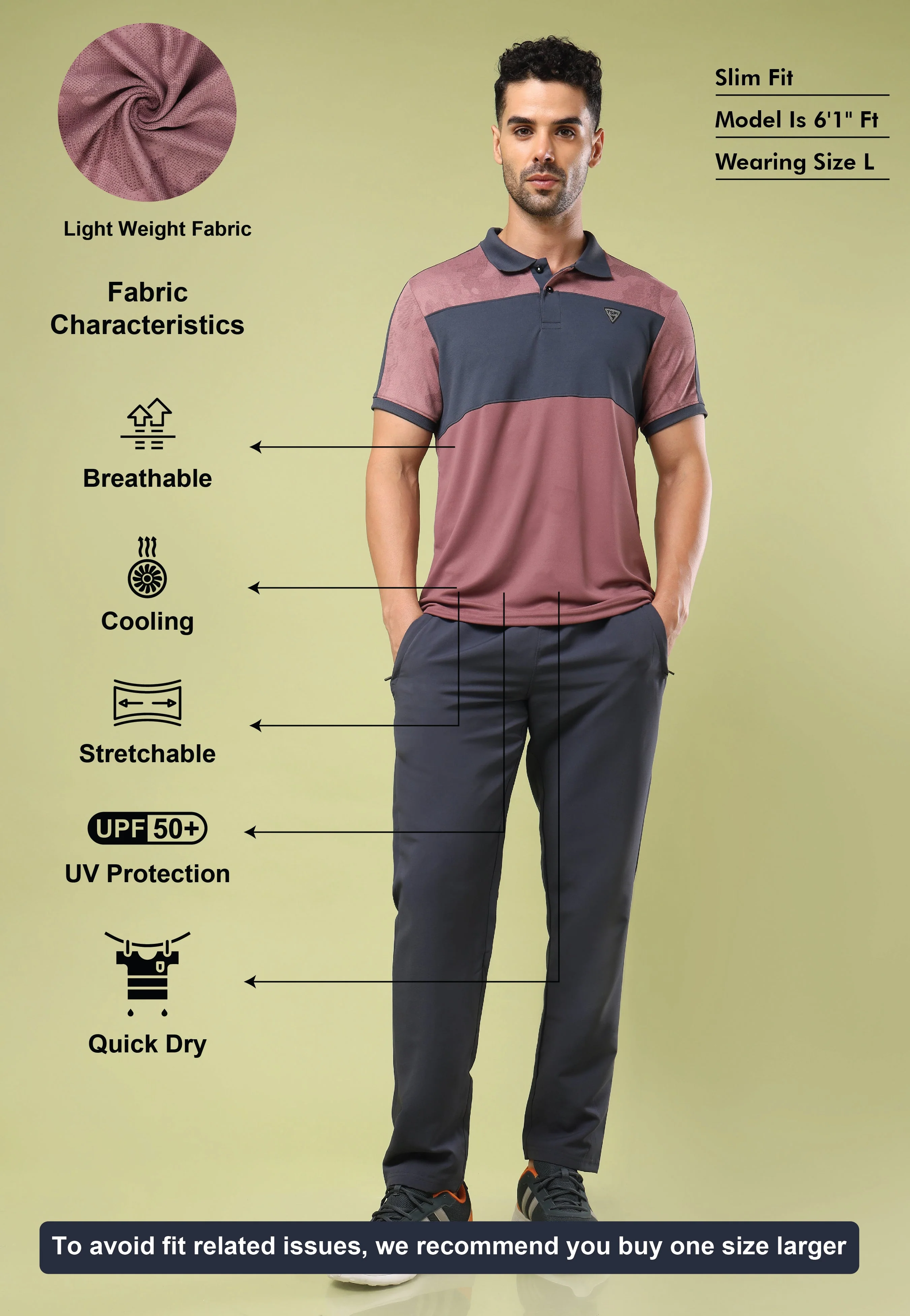 Men Colorblock Slim Fit Polo Sports T-shirt with DOUBLE COOL - Image 5