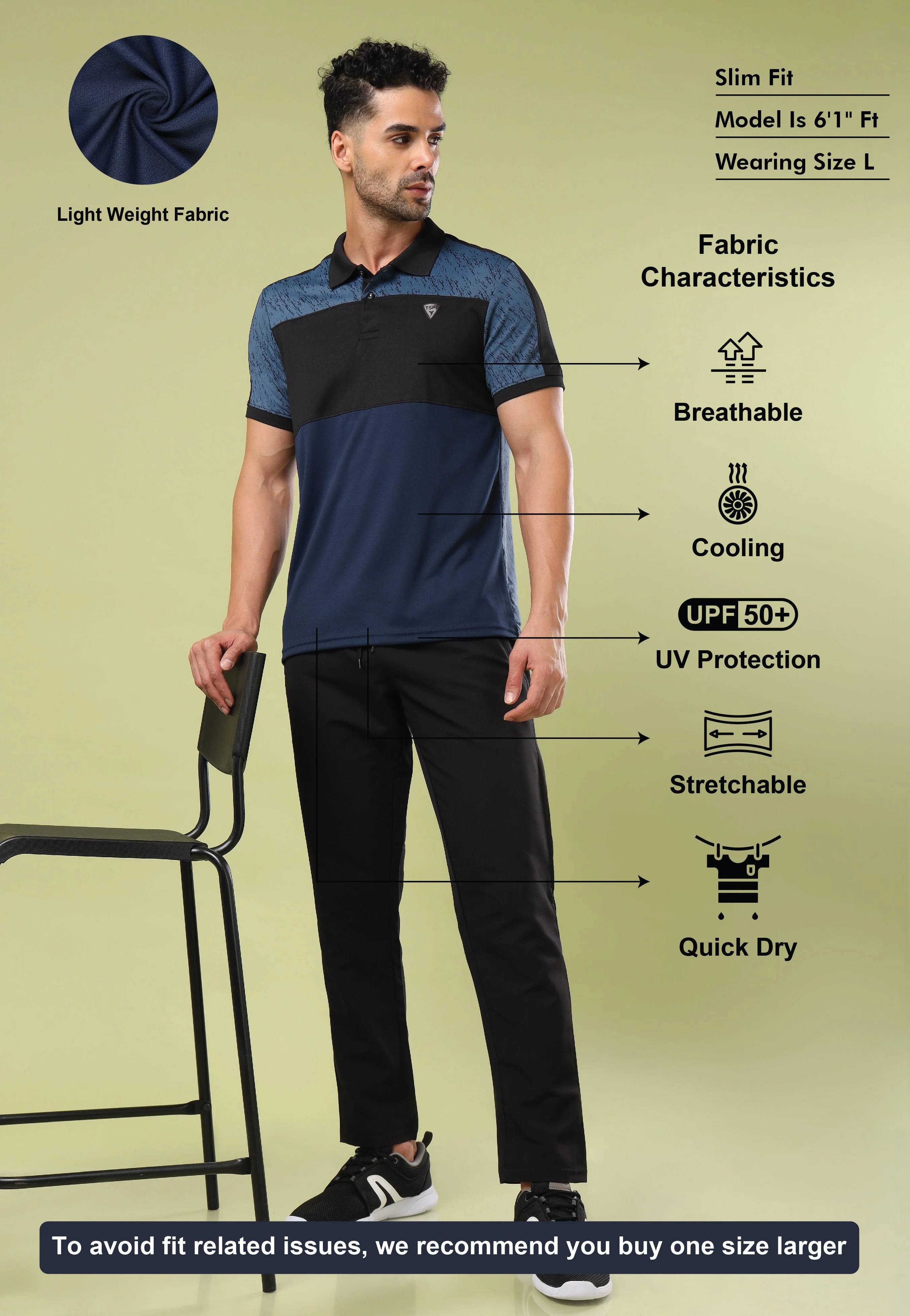Men Colorblock Slim Fit Polo Sports T-shirt with DOUBLE COOL - Image 5