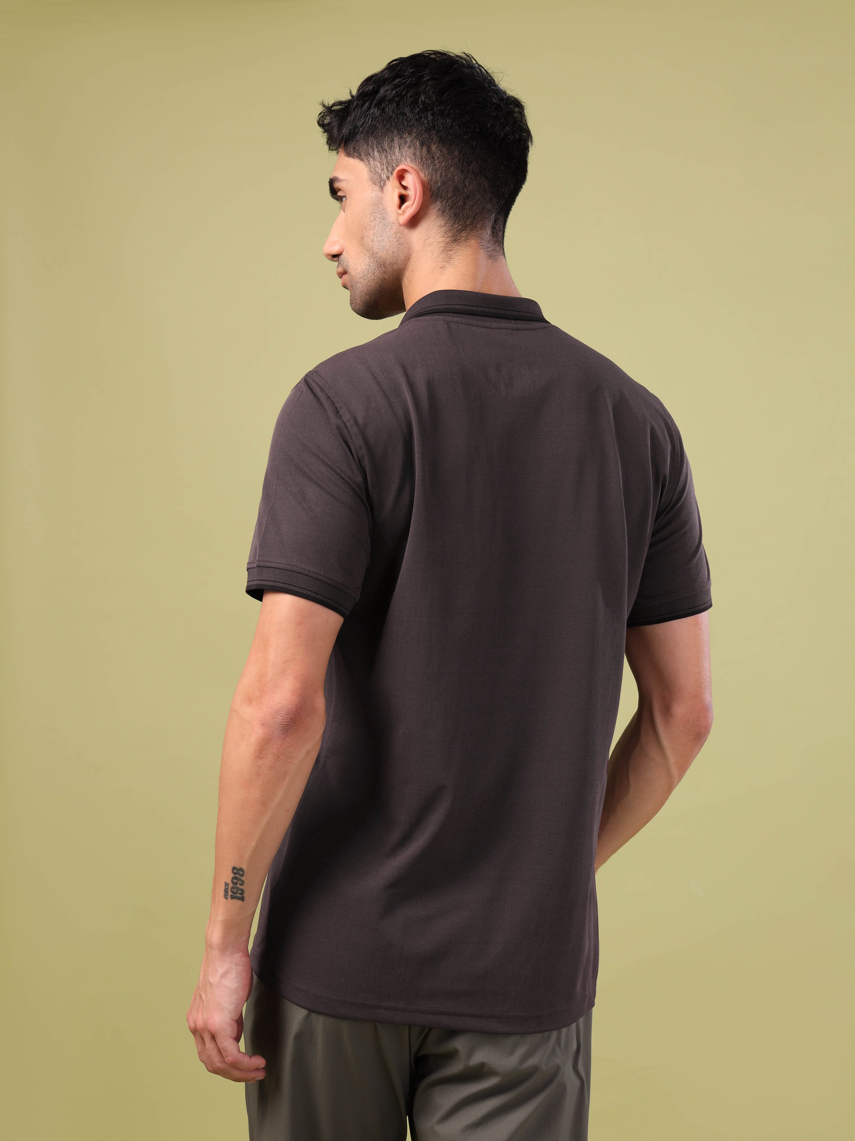 Men Solid Slim Fit Polo T-shirt with ELASTO PLUS - Image 3
