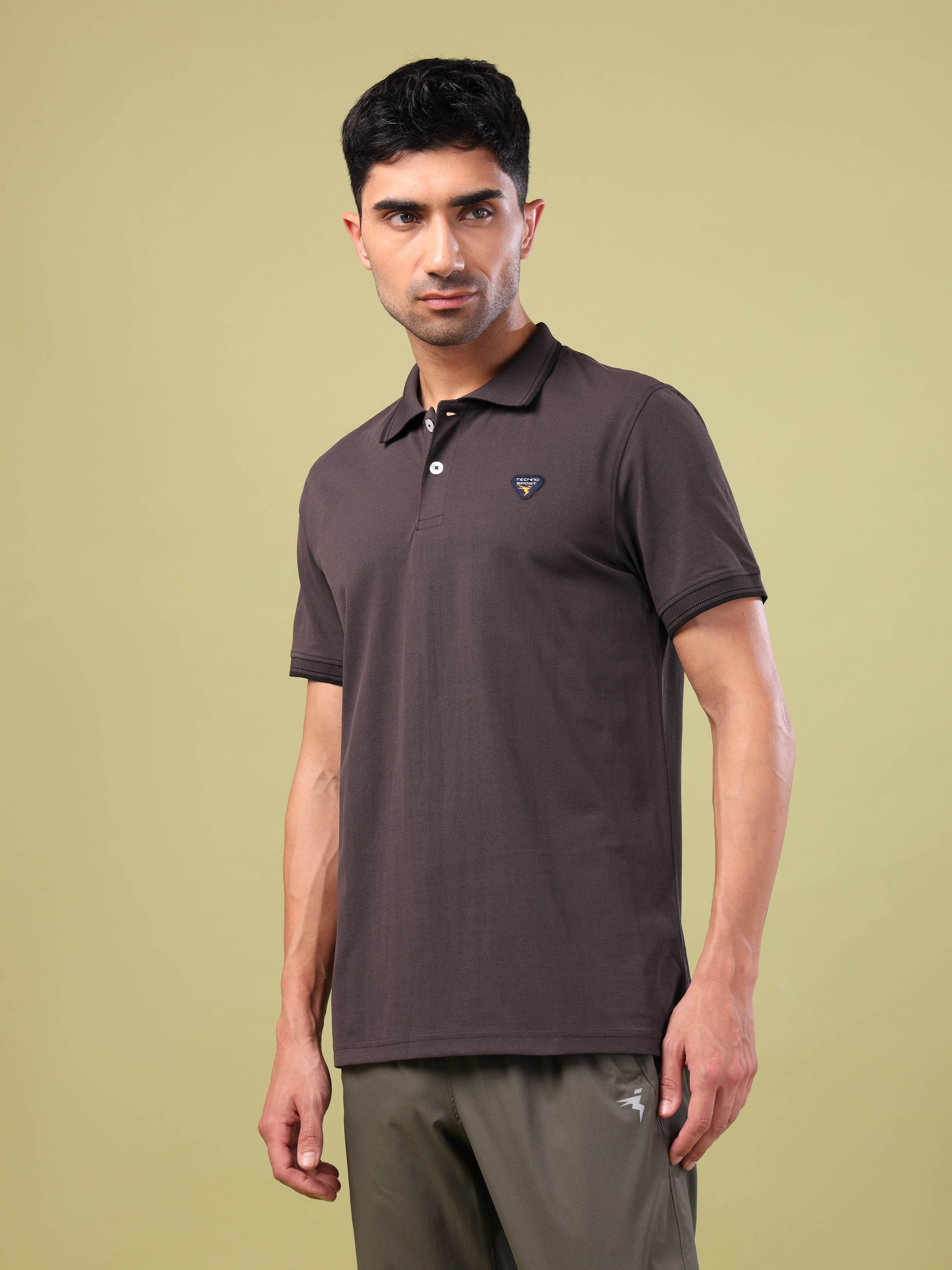 Men Solid Slim Fit Polo T-shirt with ELASTO PLUS - Image 4